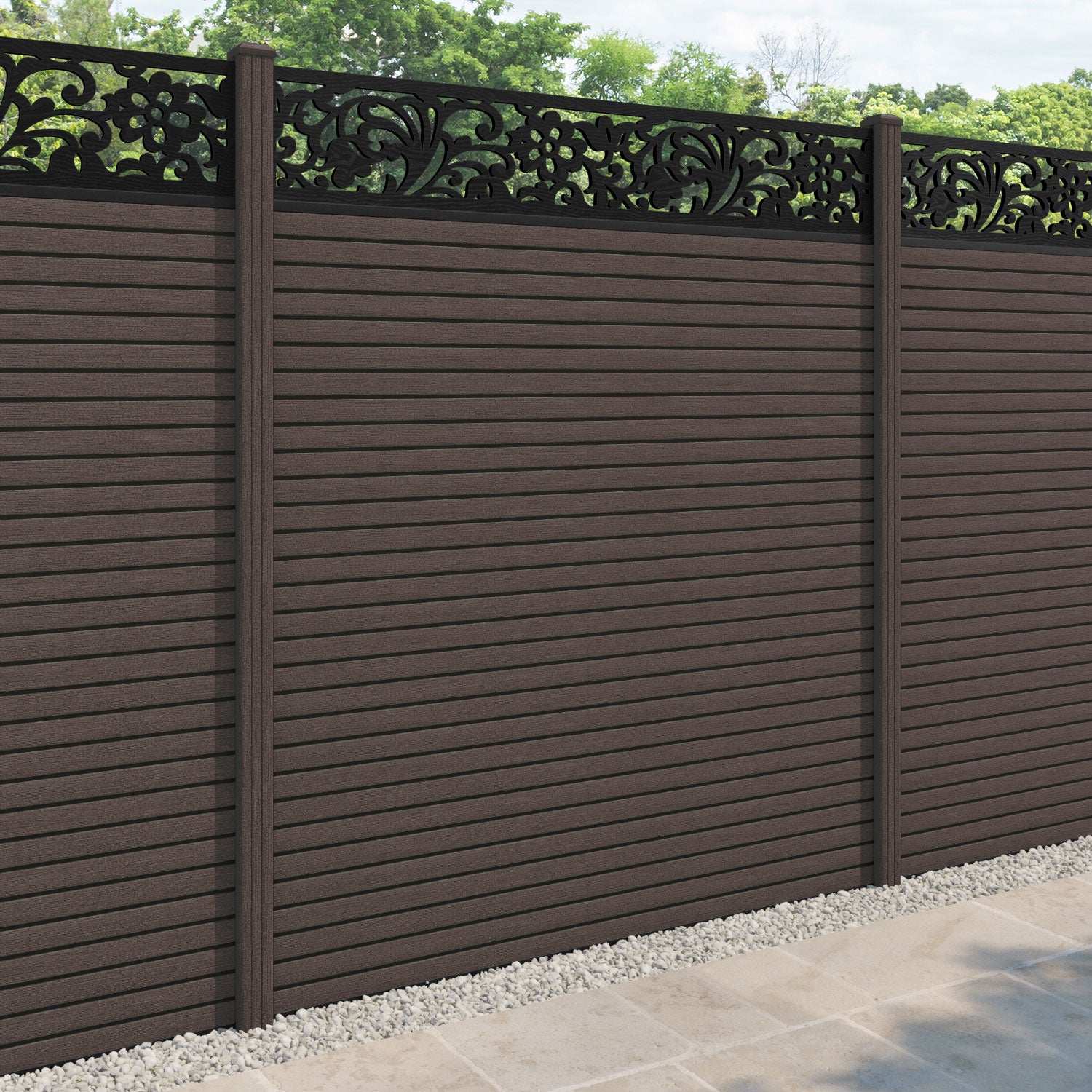 Hudson Eden Fence Panel - Mid Brown - with our composite posts