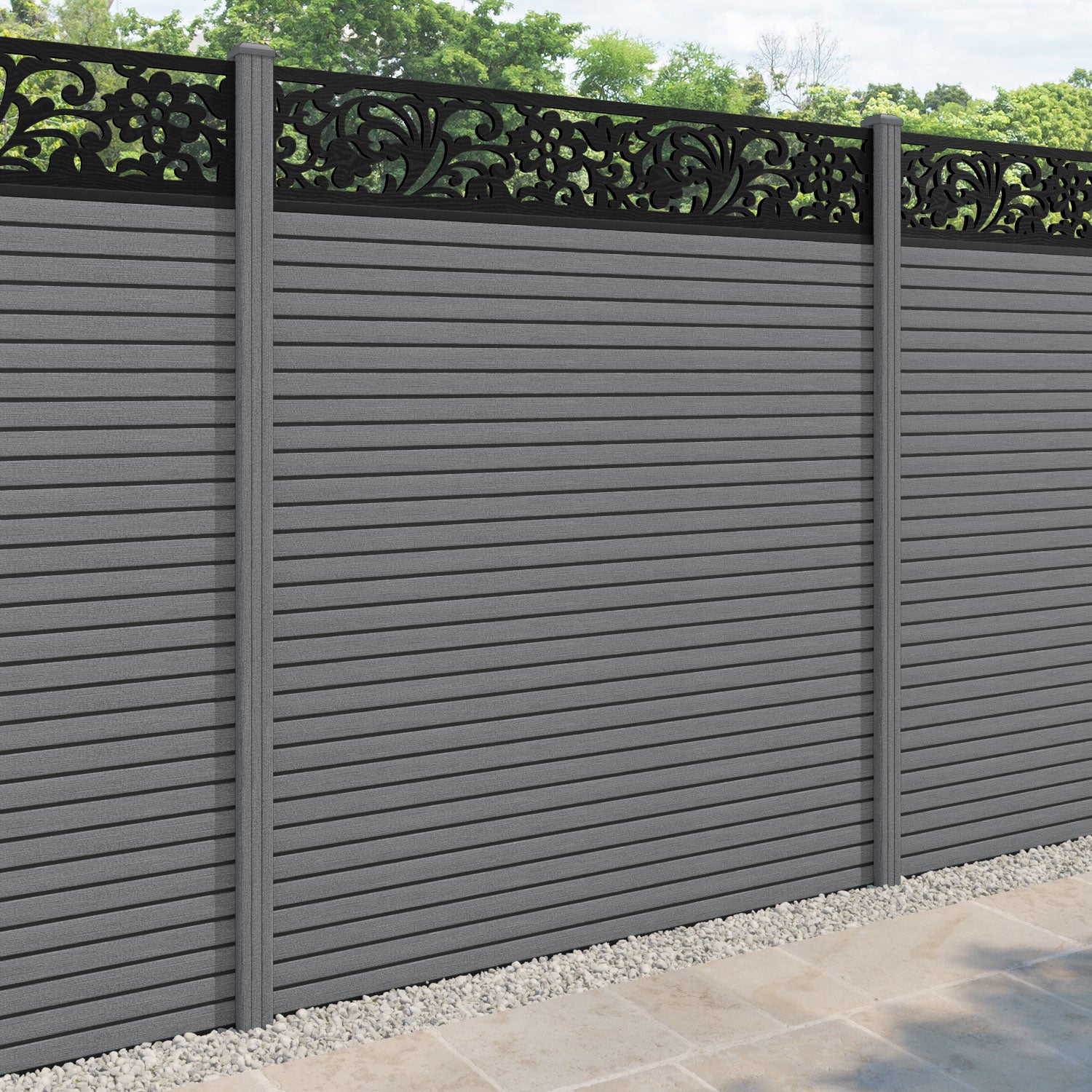 Hudson Eden Fence Panel - Mid Grey - with our composite posts