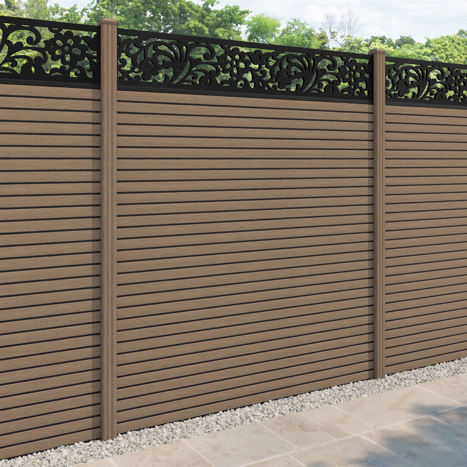 Hudson Eden Fence Panel - Teak - with our composite posts