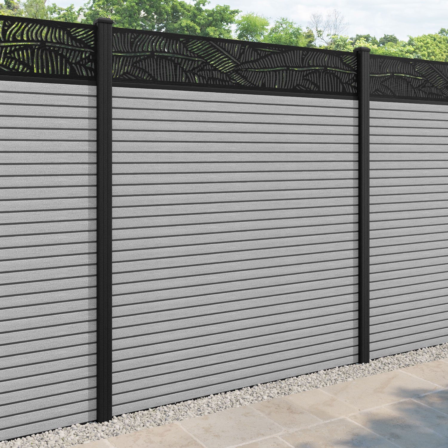 Hudson Feather Fence Panel - Light Grey - with our composite posts