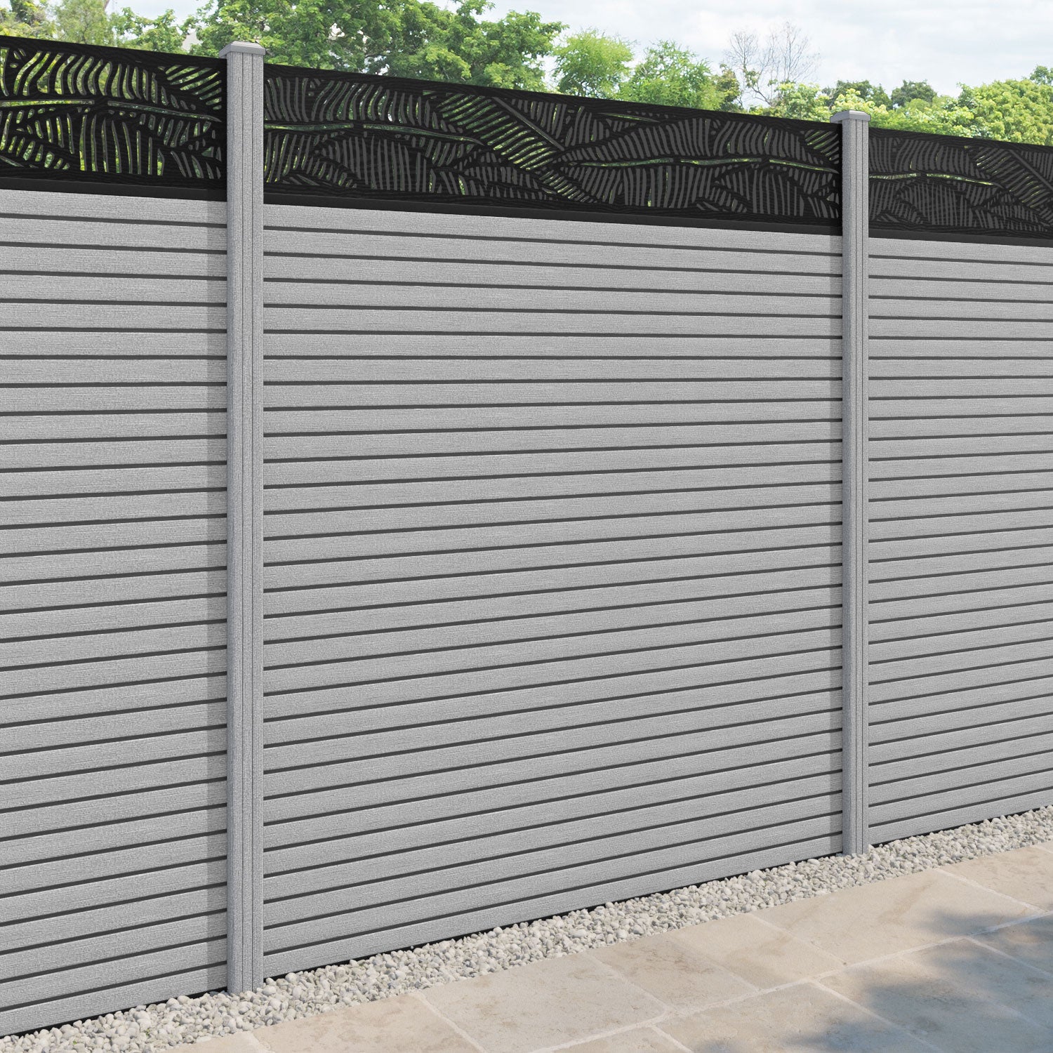 Hudson Feather Fence Panel - Light Grey - with our composite posts