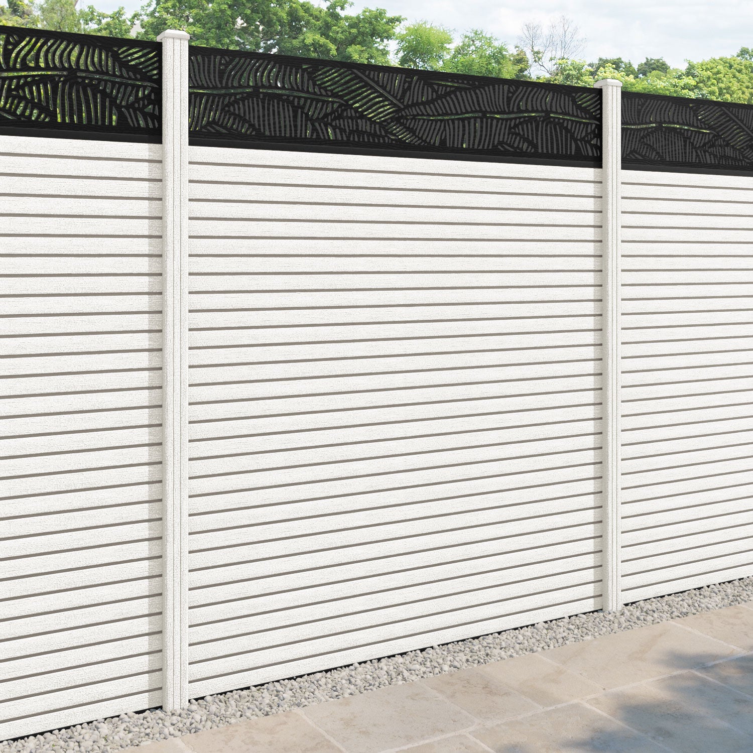 Hudson Feather Fence Panel - Light Stone - with our composite posts