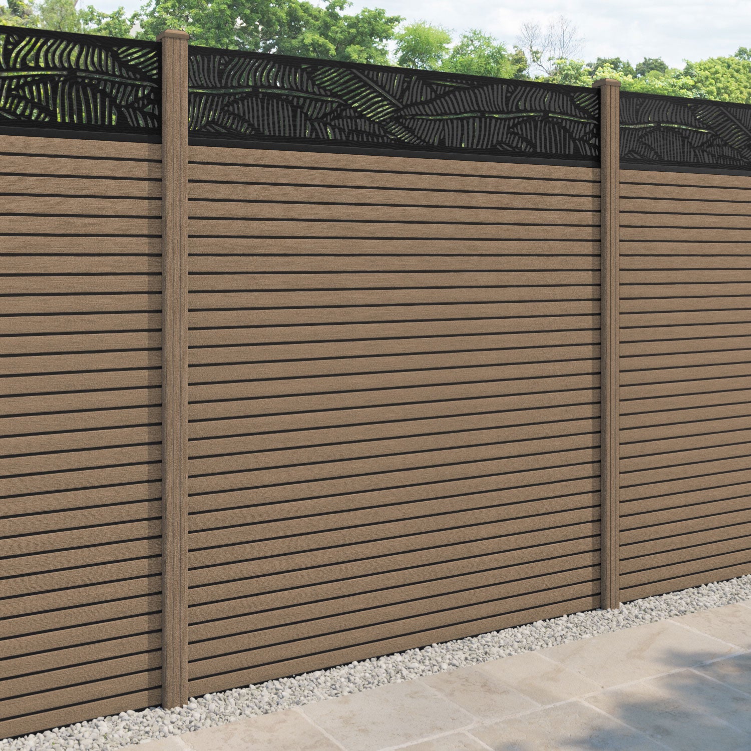 Hudson Feather Fence Panel - Teak - with our composite posts