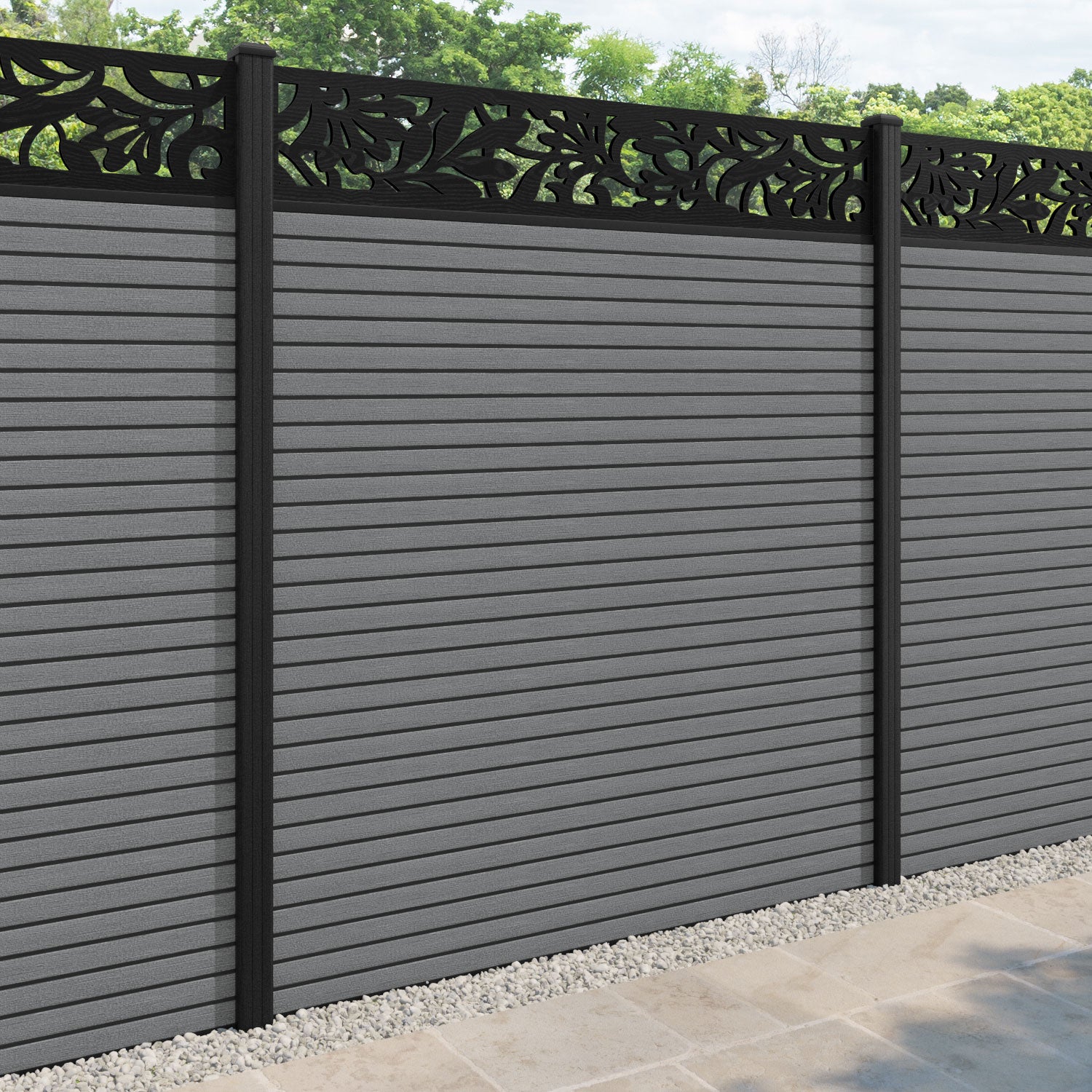 Hudson Heritage Fence Panel - Mid Grey - with our composite posts