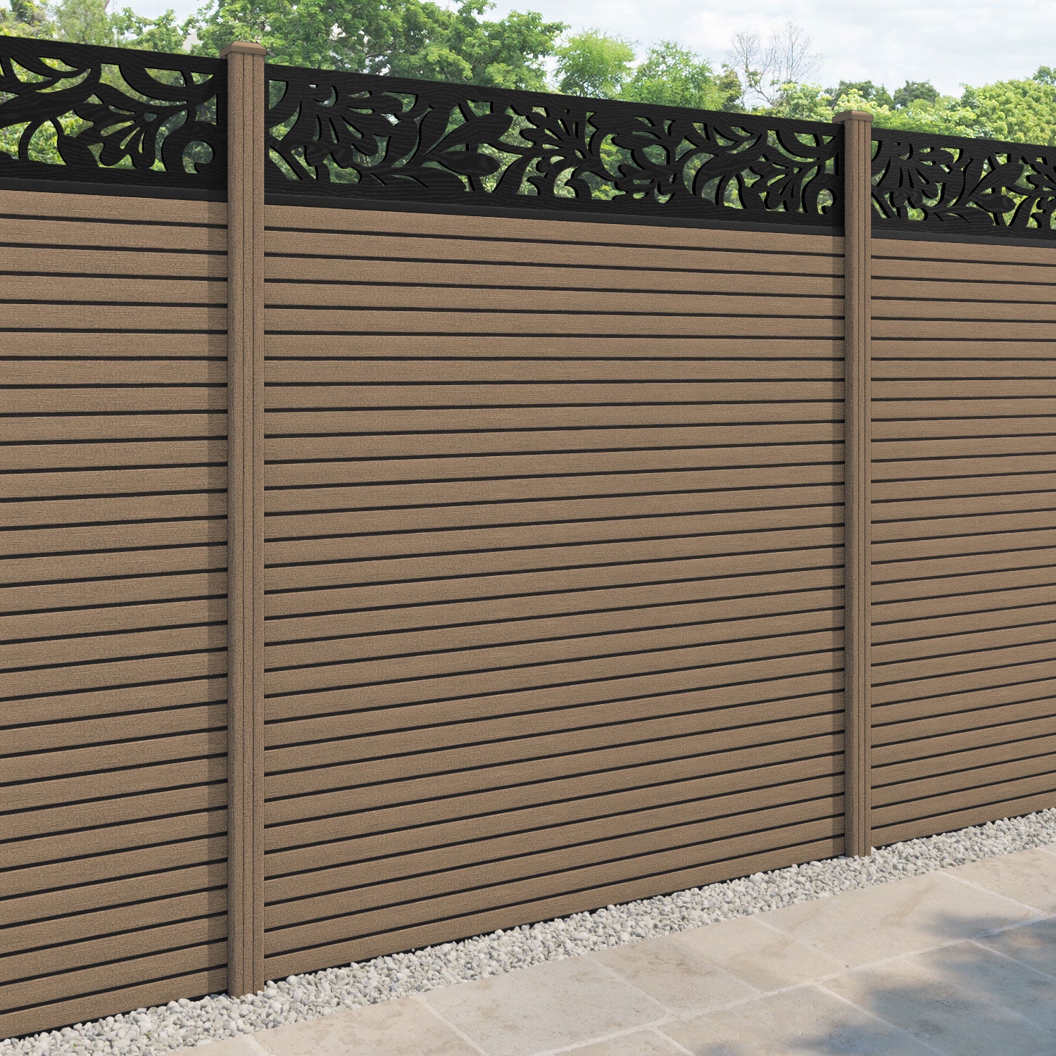 Hudson Heritage Fence Panel - Teak - with our composite posts