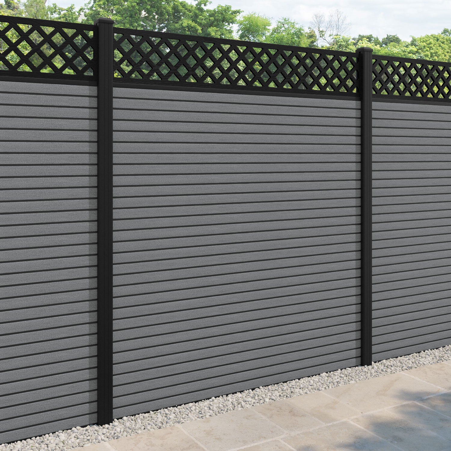 Hudson Hive Fence Panel - Mid Grey - with our aluminium posts