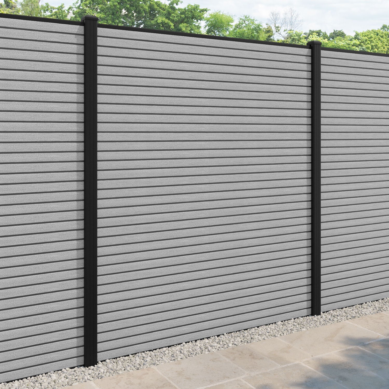 Hudson Fence Panel - Light grey - with our aluminium posts