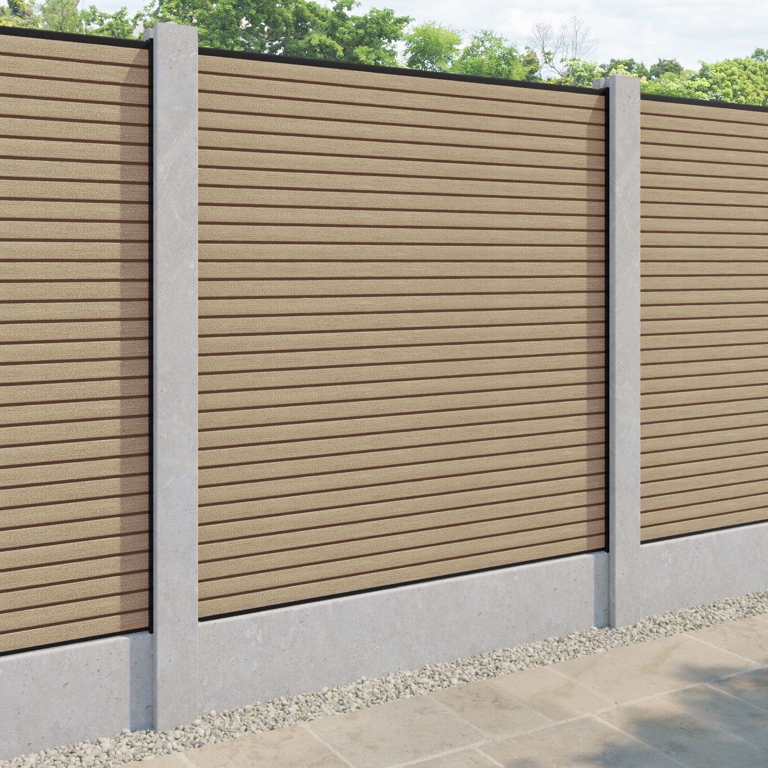 Hudson Fence Panel - Light Oak - for existing concrete posts