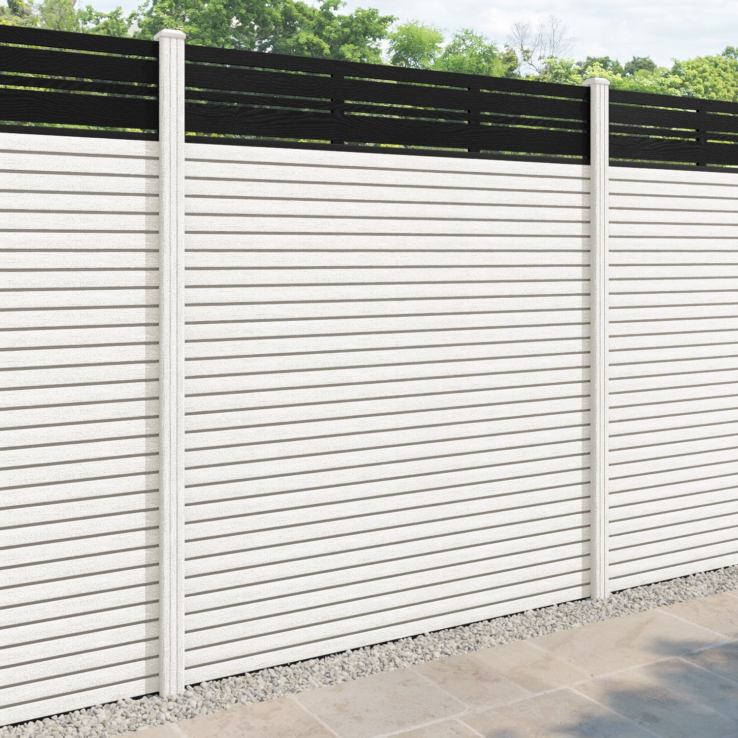 Hudson Linea Fence Panel - Light Stone - with our composite posts