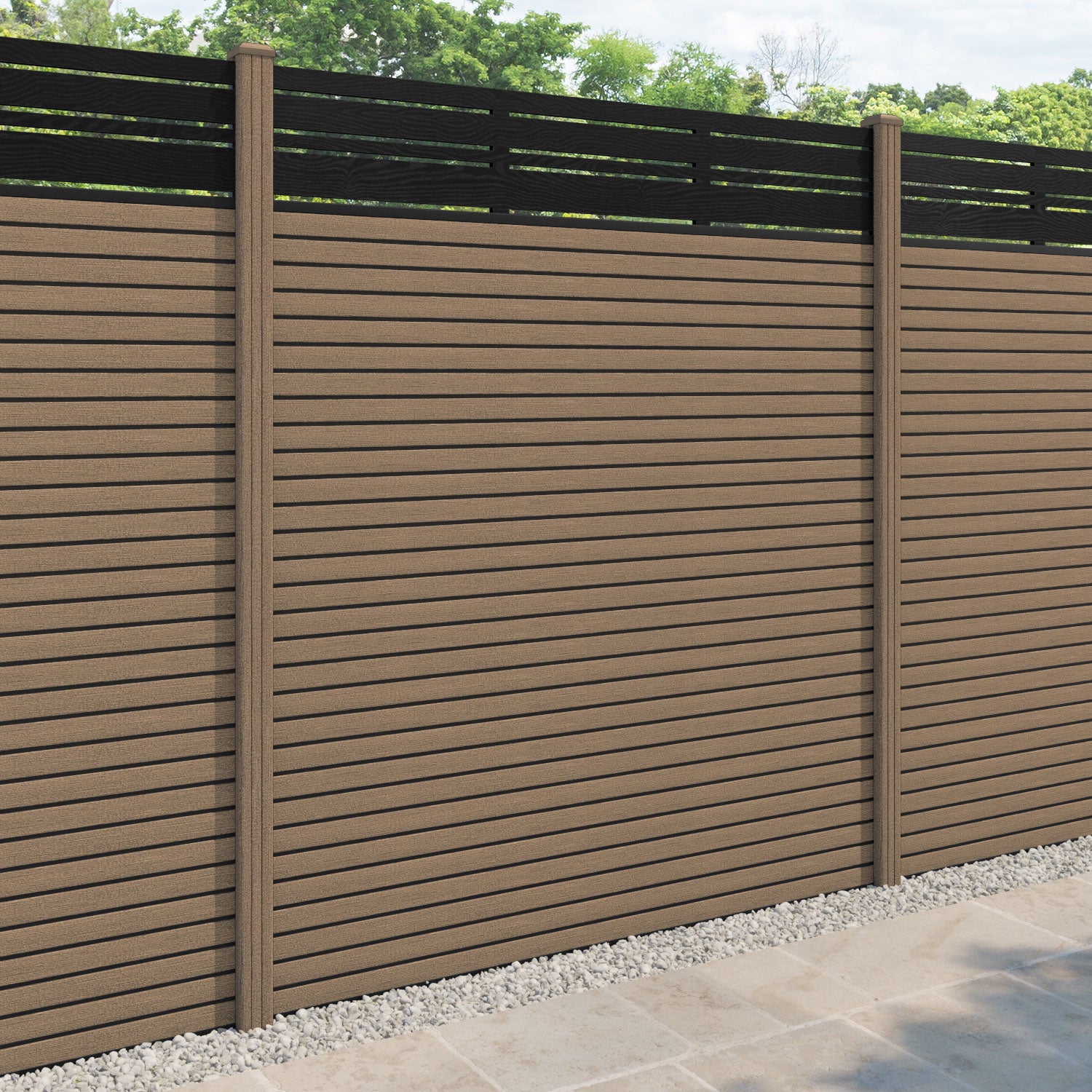 Hudson Linea Fence Panel - Teak - with our composite posts