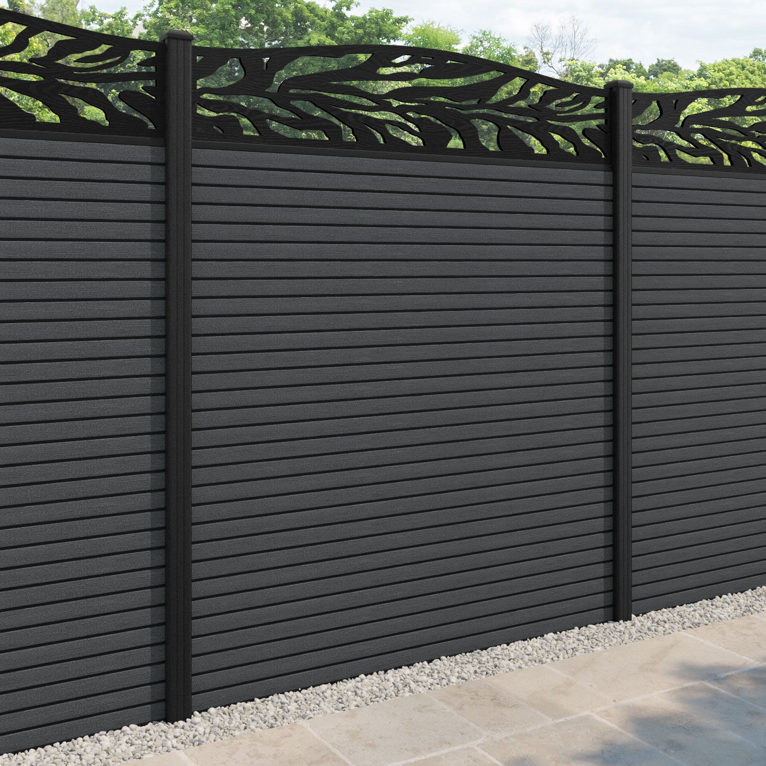 Hudson Malawi Curved Top Fence Panel - Dark Grey - with our composite posts
