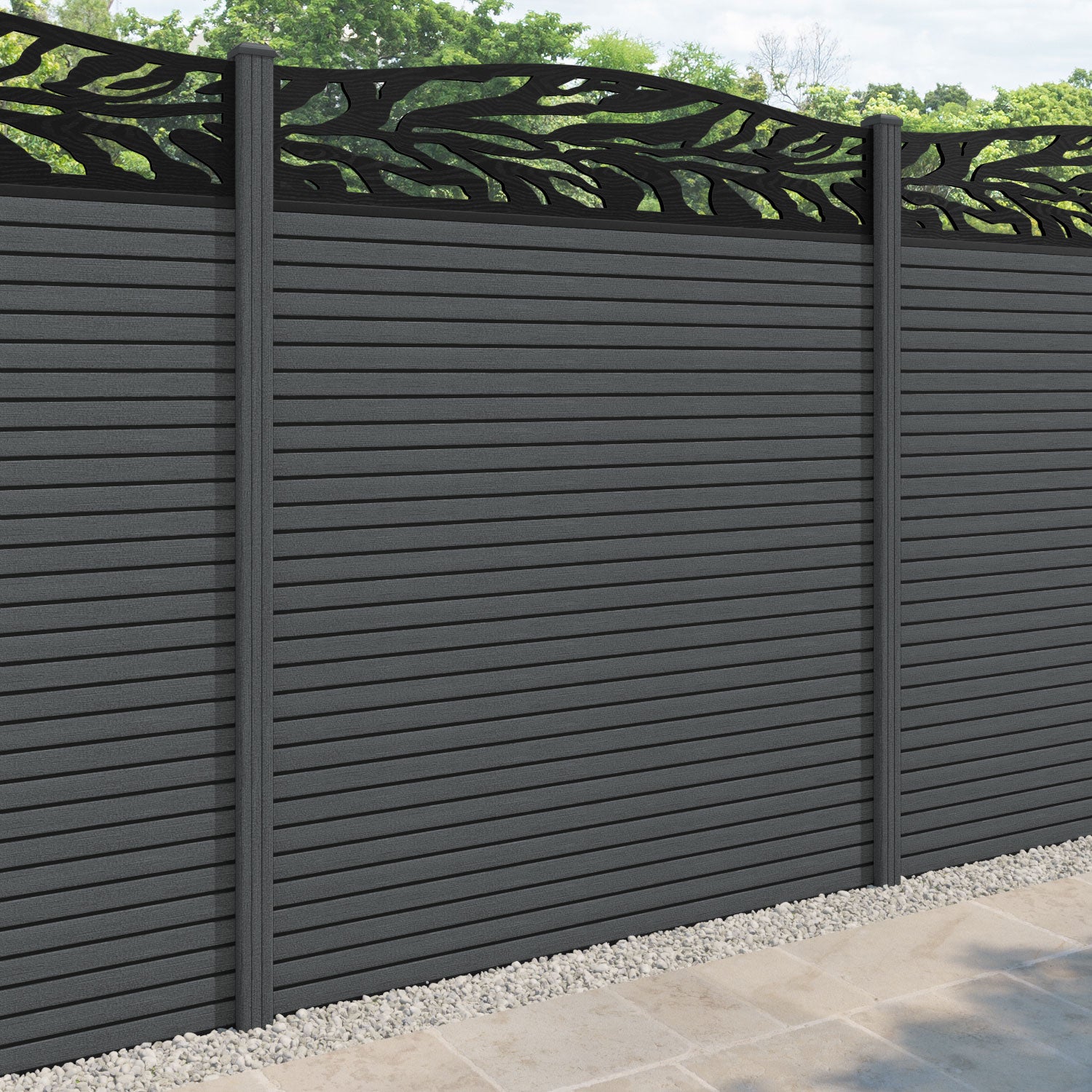 Hudson Malawi Curved Top Fence Panel - Dark Grey - with our composite posts