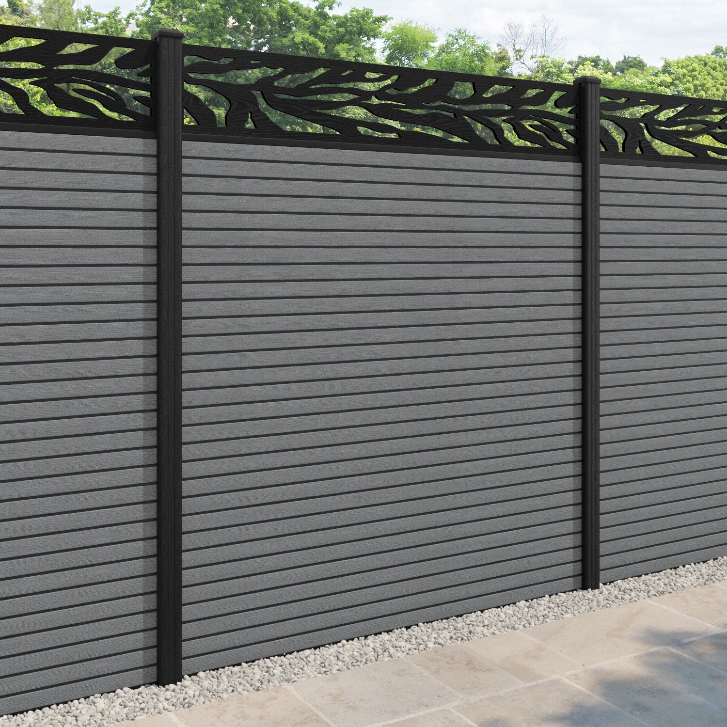 Hudson Malawi Fence Panel - Mid Grey - with our composite posts