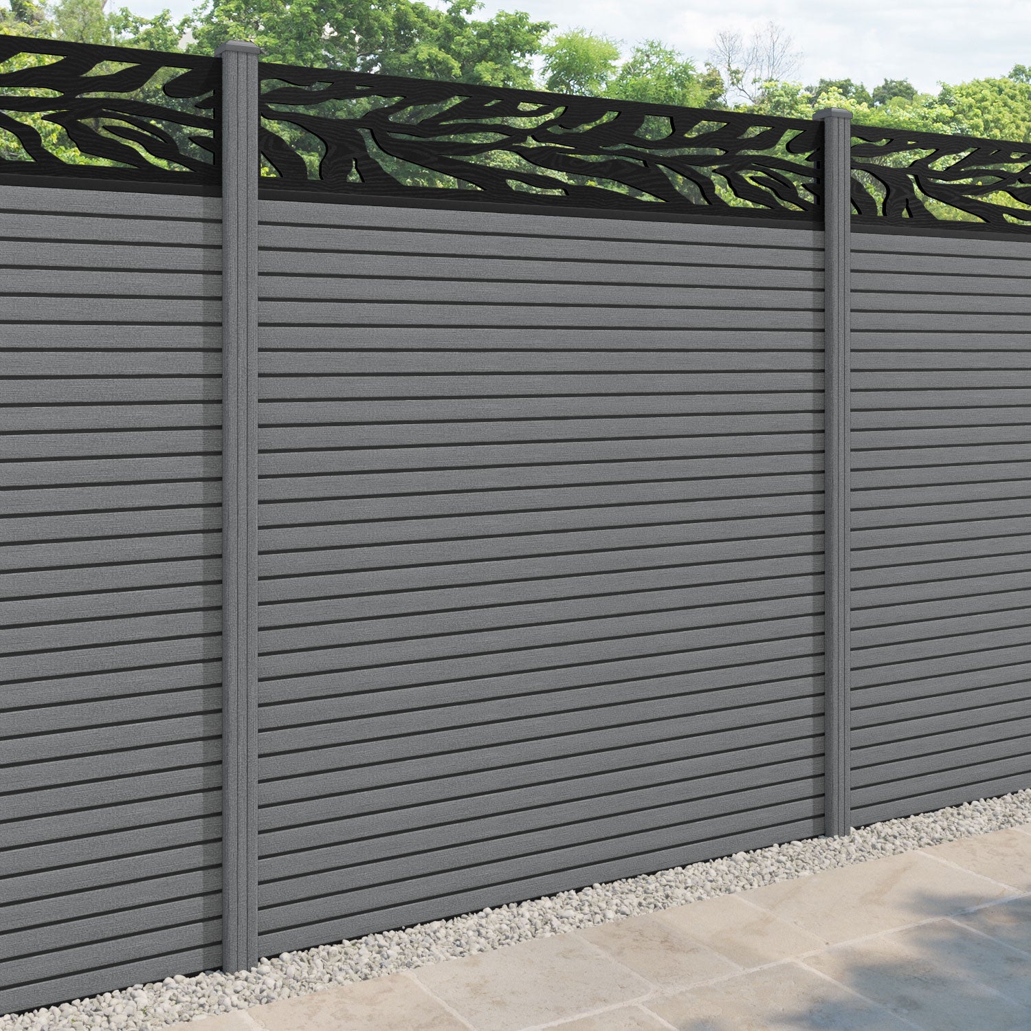 Hudson Malawi Fence Panel - Mid Grey - with our composite posts