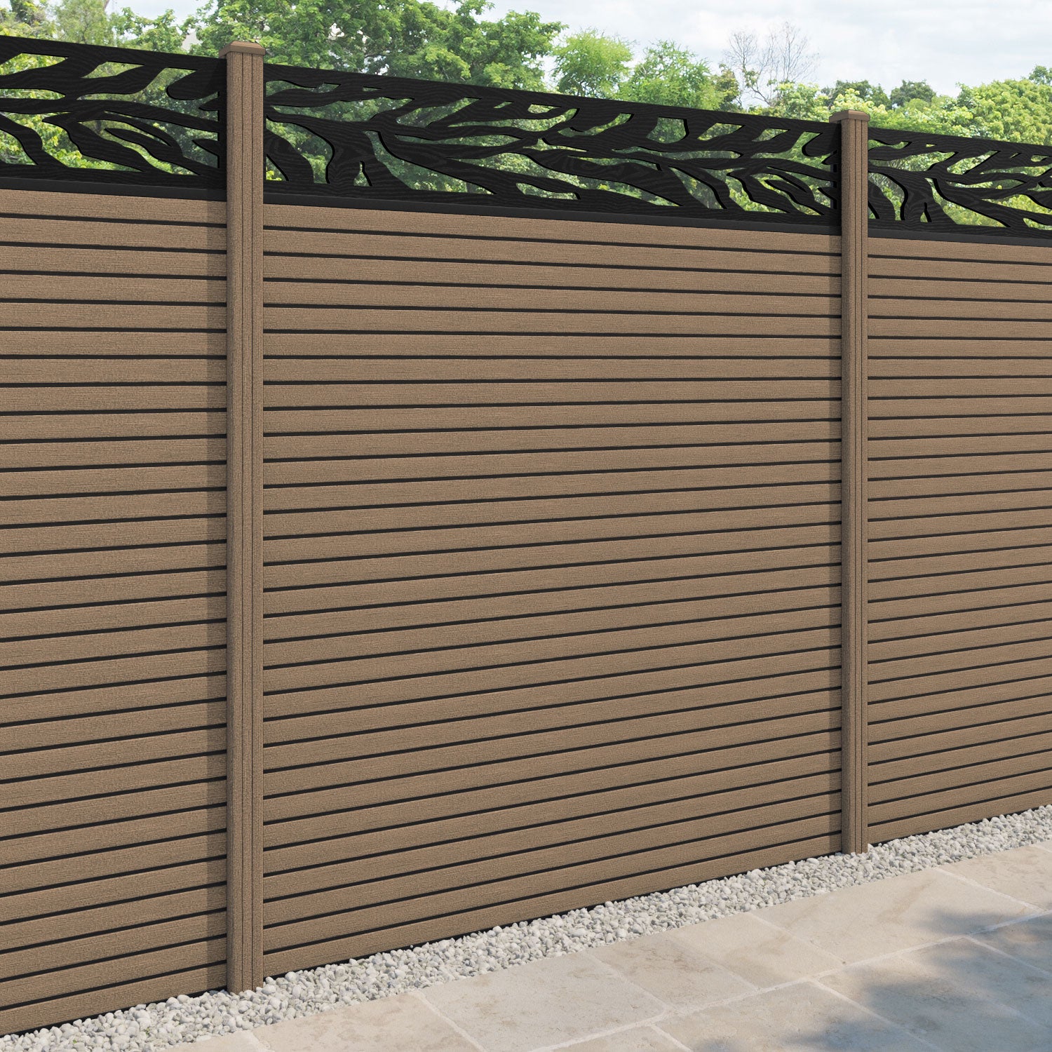 Hudson Malawi Fence Panel - Teak - with our composite posts