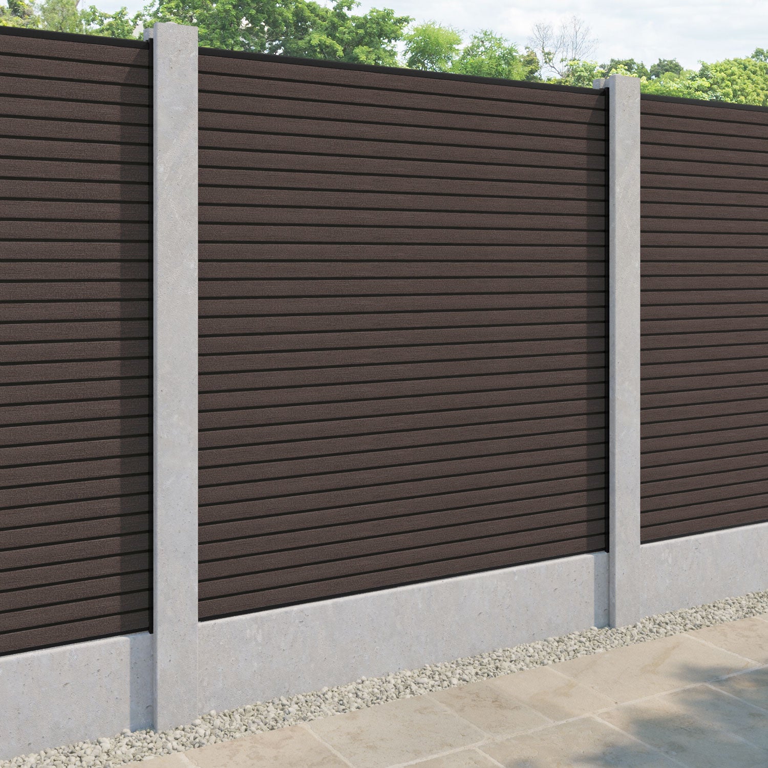 Hudson Fence Panel - Mid Brown - for existing concrete posts