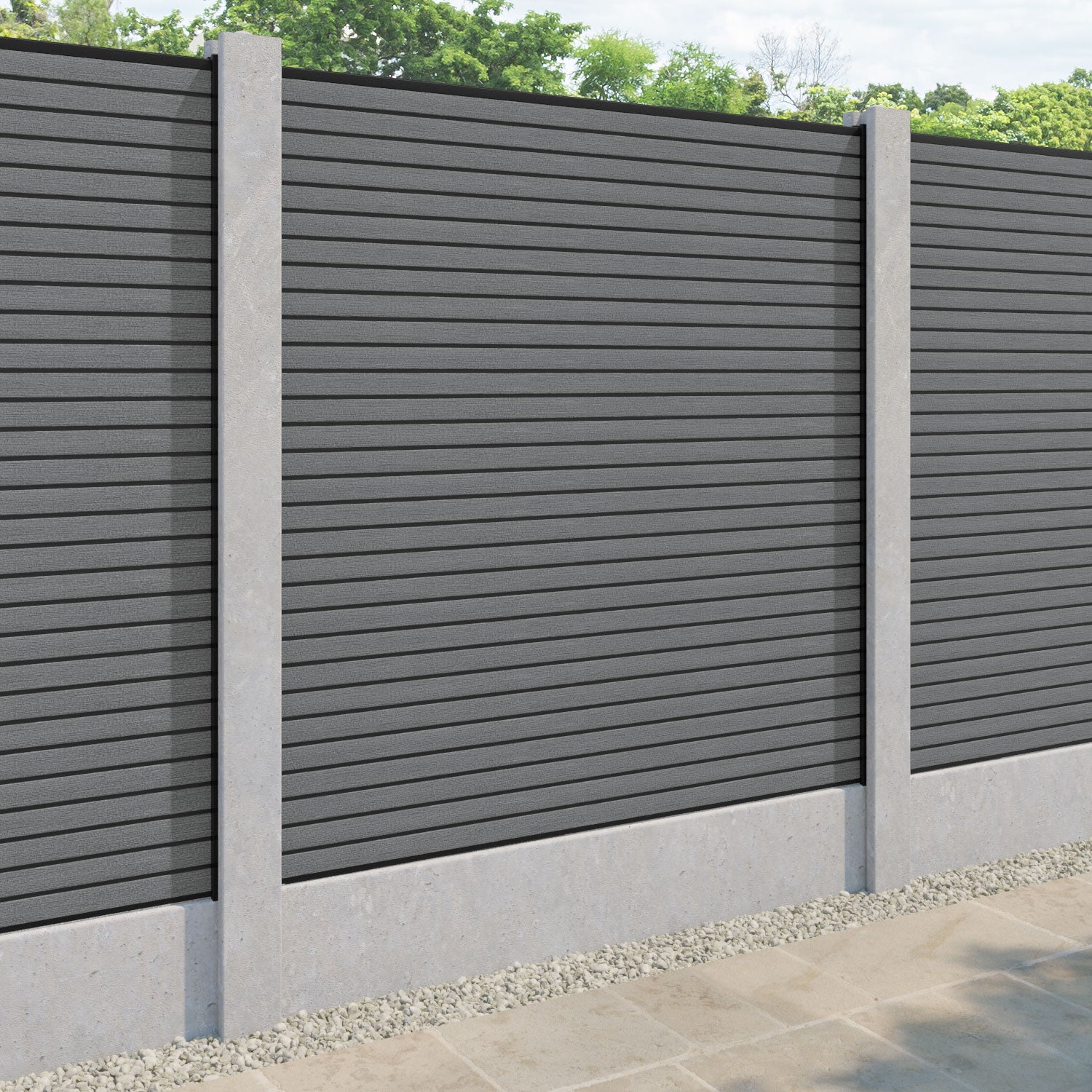 Hudson Fence Panel - Mid Grey - for existing concrete posts