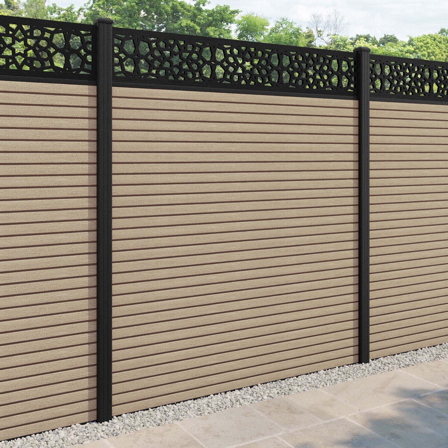 Hudson Nazira Fence Panel - Light Oak - with our composite posts