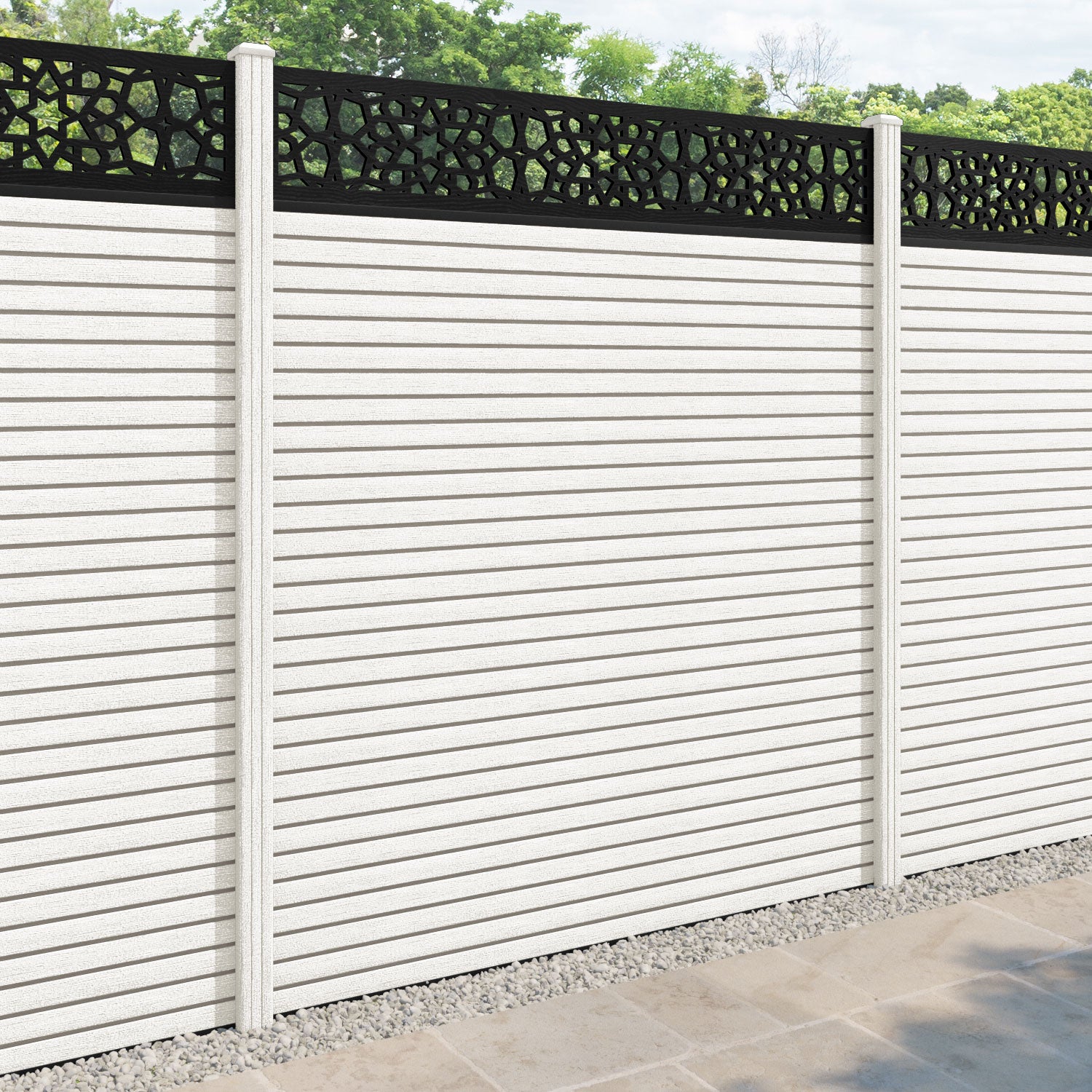 Hudson Nazira Fence Panel - Light Stone - with our composite posts