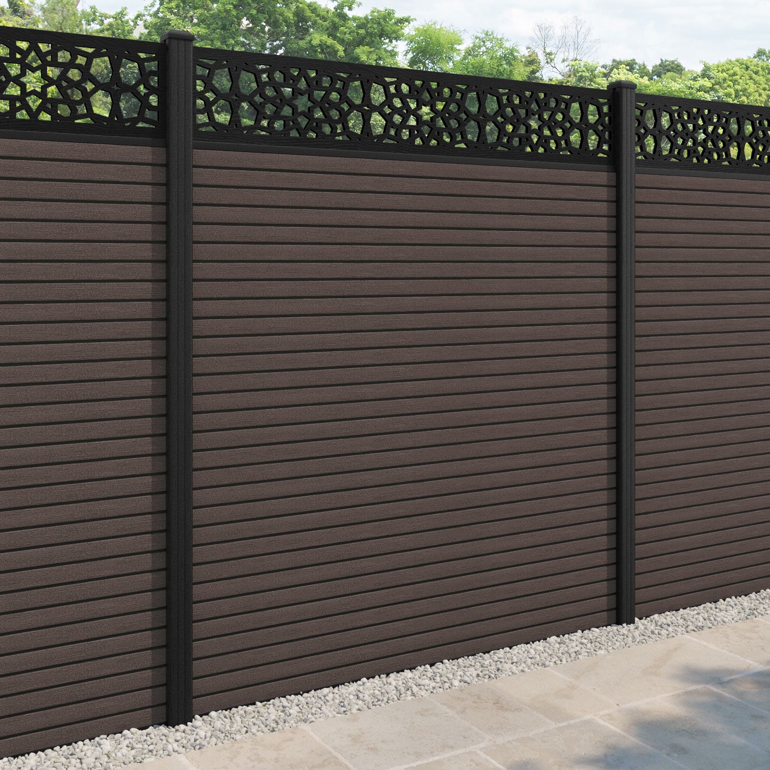Hudson Nazira Fence Panel - Mid Brown - with our composite posts