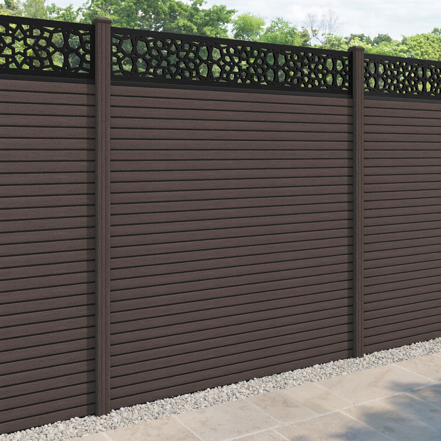 Hudson Nazira Fence Panel - Mid Brown - with our composite posts