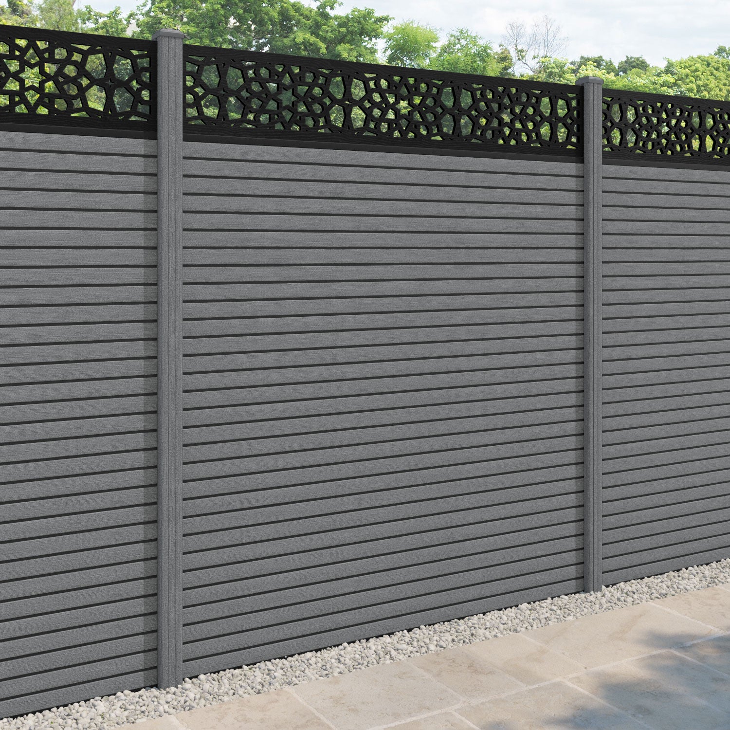 Hudson Nazira Fence Panel - Mid Grey - with our composite posts