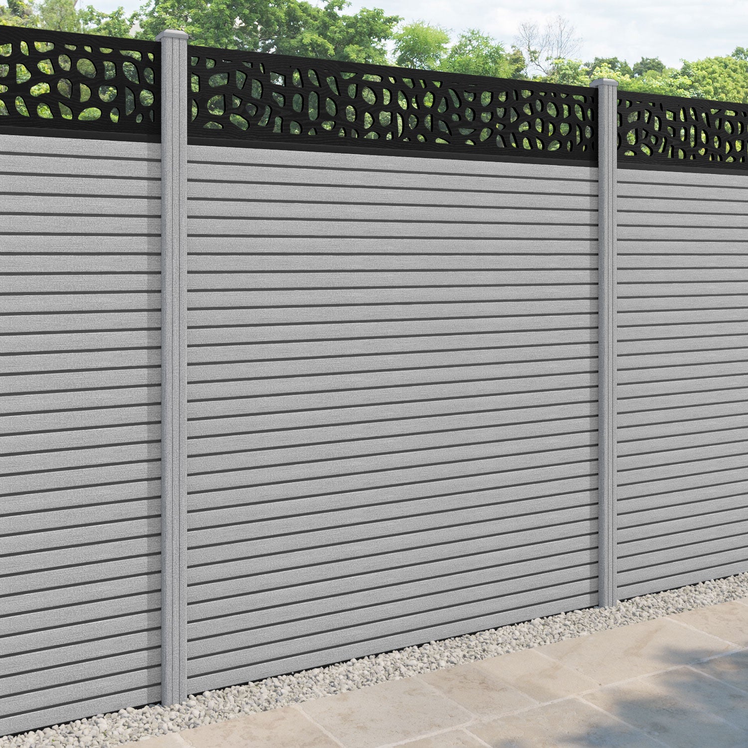 Hudson Pebble Fence Panel - Light Grey - with our composite posts