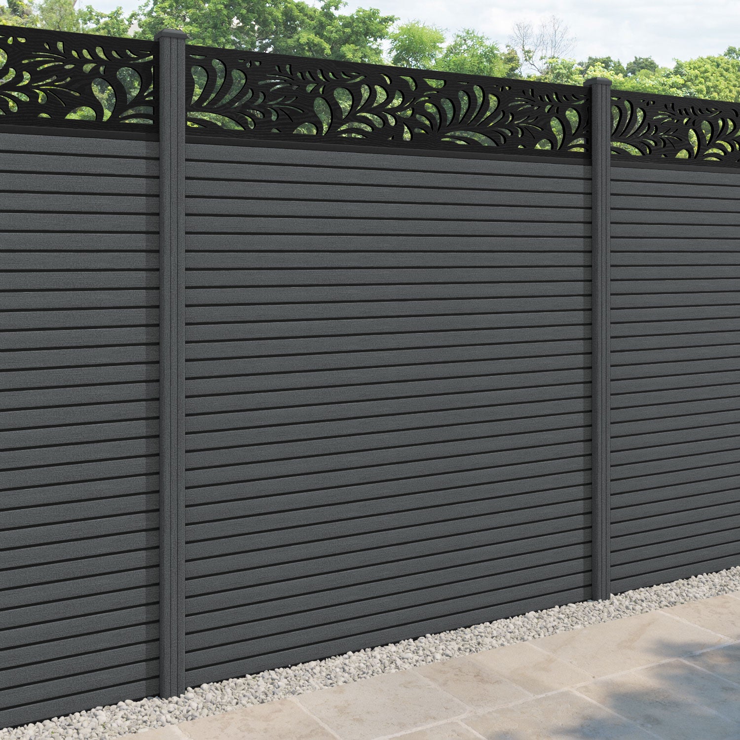 Hudson Petal Fence Panel - Dark Grey - with our composite posts