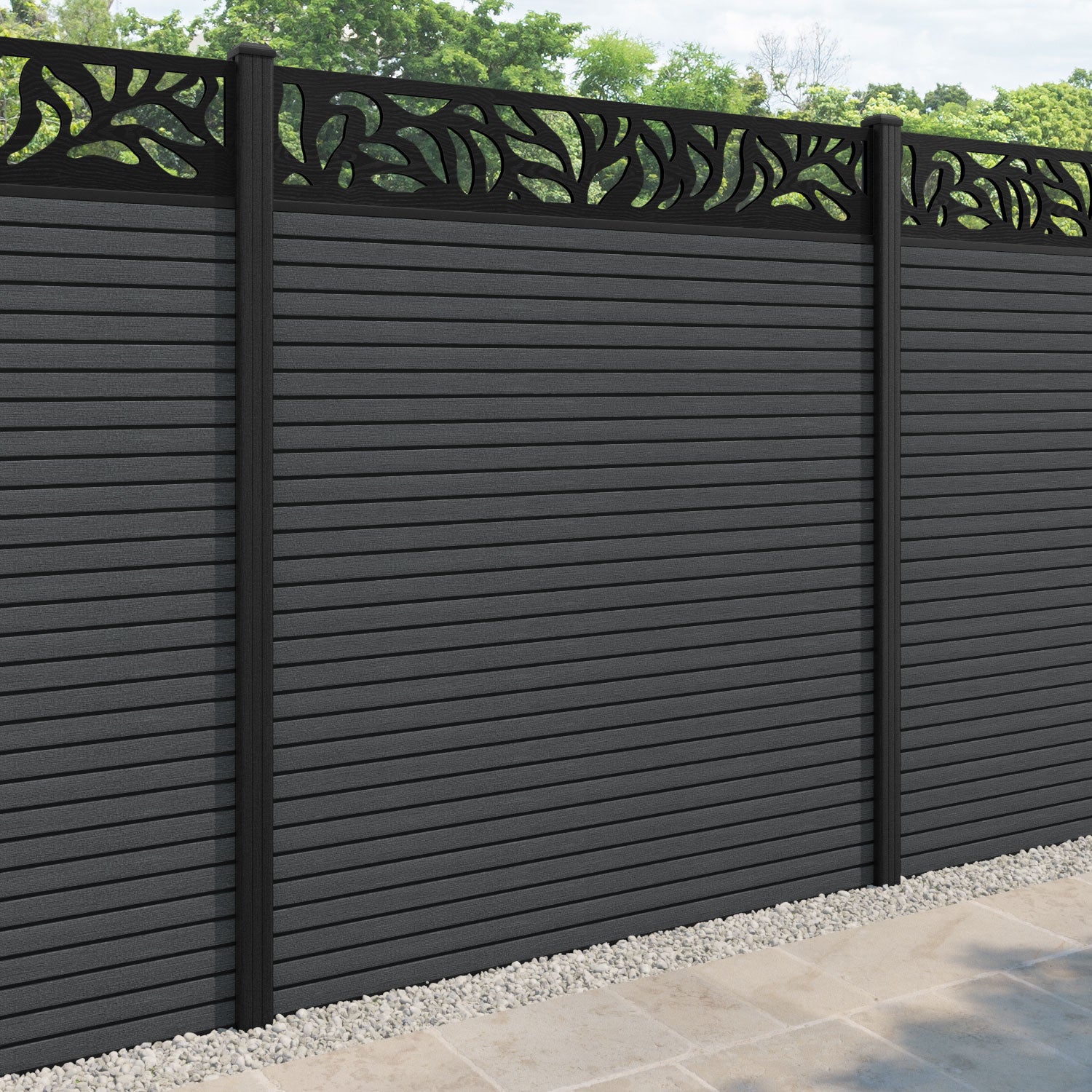 Hudson Plume Fence Panel - Dark Grey - with our composite posts