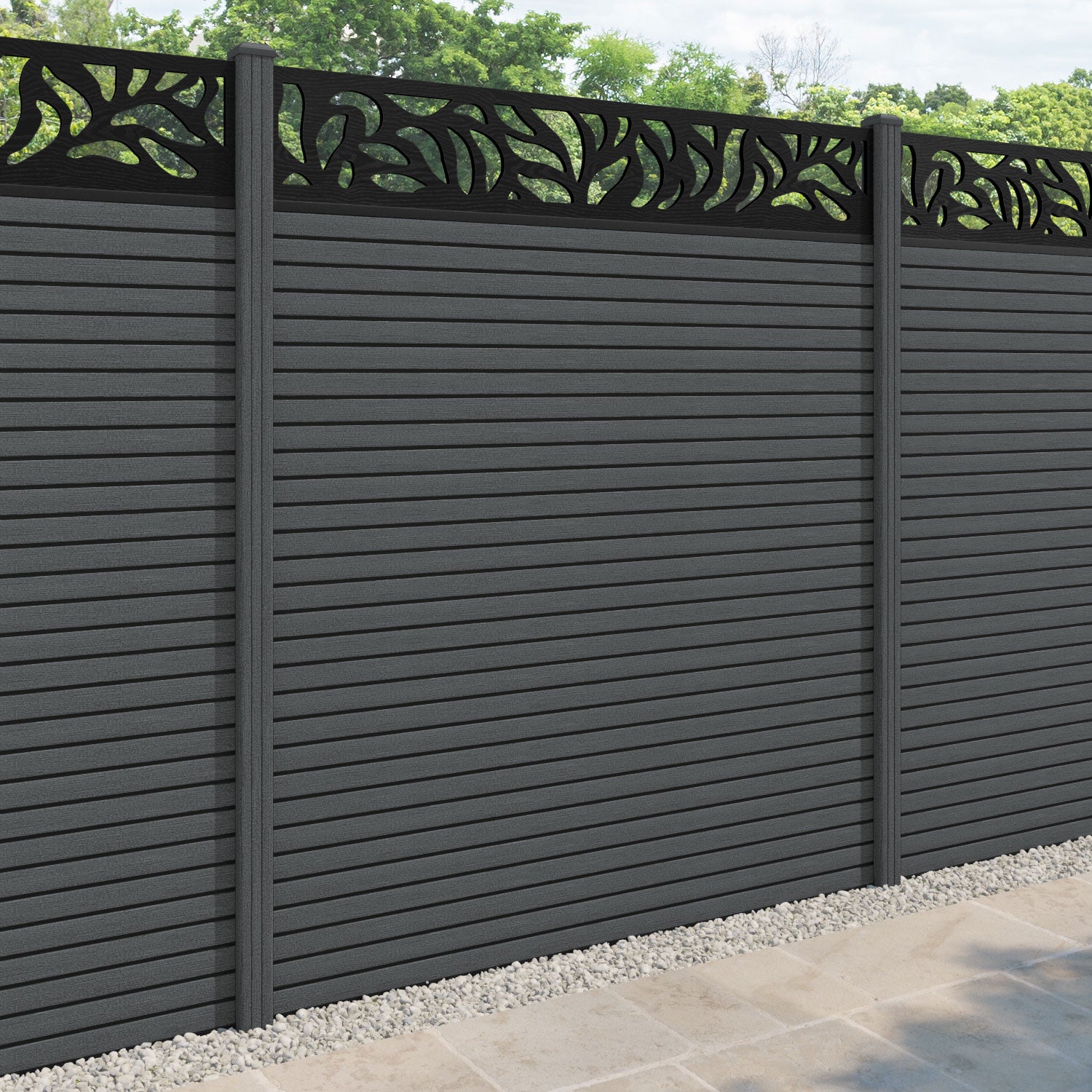 Hudson Plume Fence Panel - Dark Grey - with our composite posts
