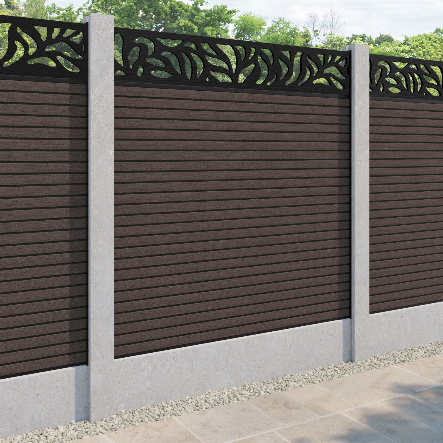 Hudson Plume Fence Panel - Mid Brown - for existing concrete posts