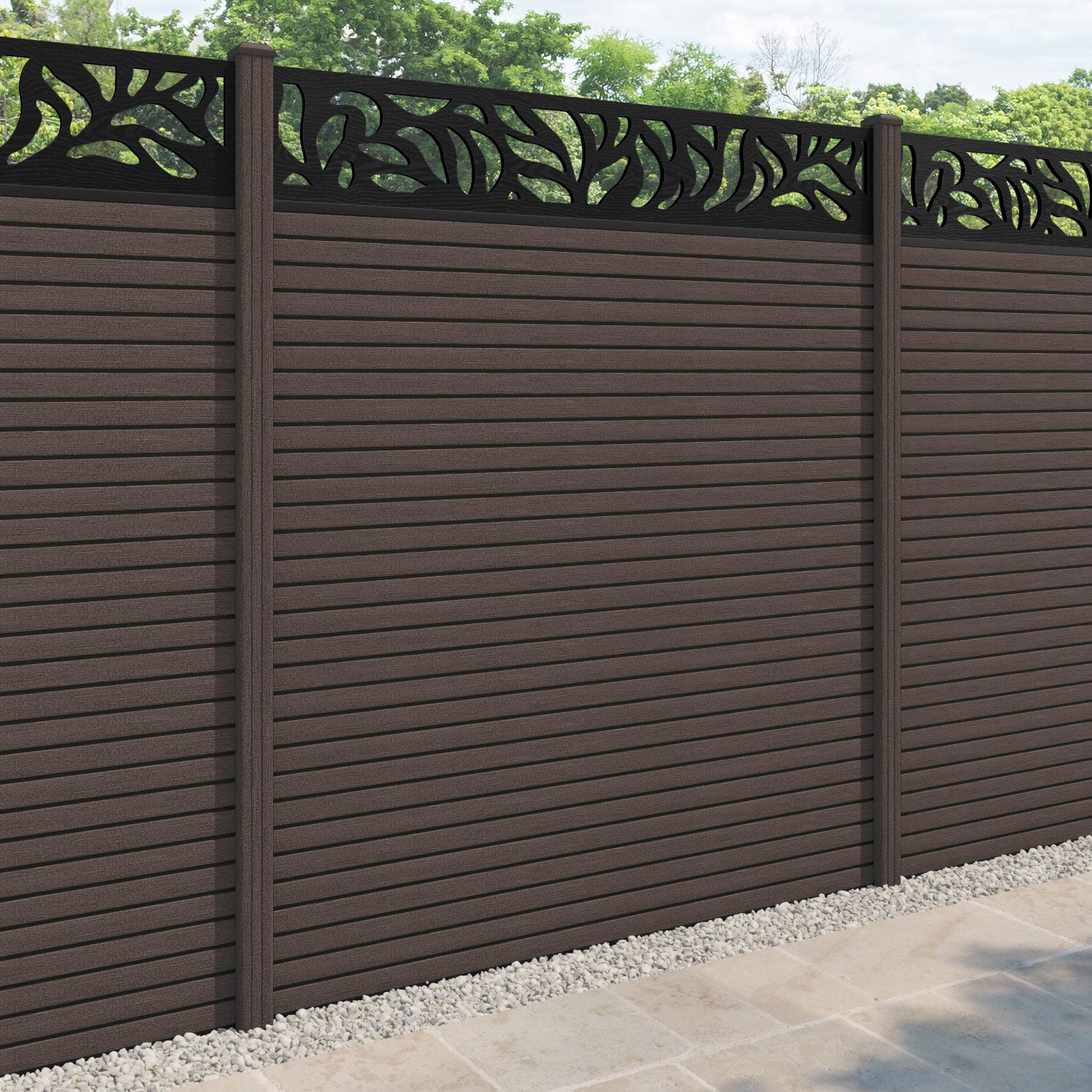 Hudson Plume Fence Panel - Mid Brown - with our composite posts