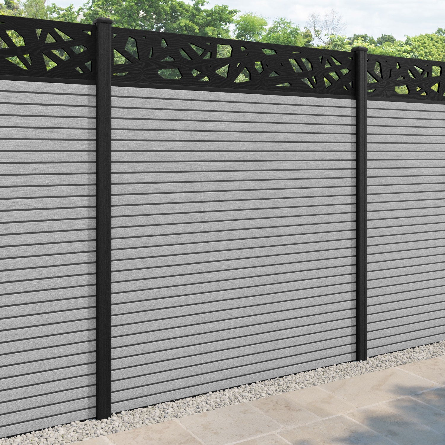 Hudson Prism Fence Panel - Light Grey - with our composite posts