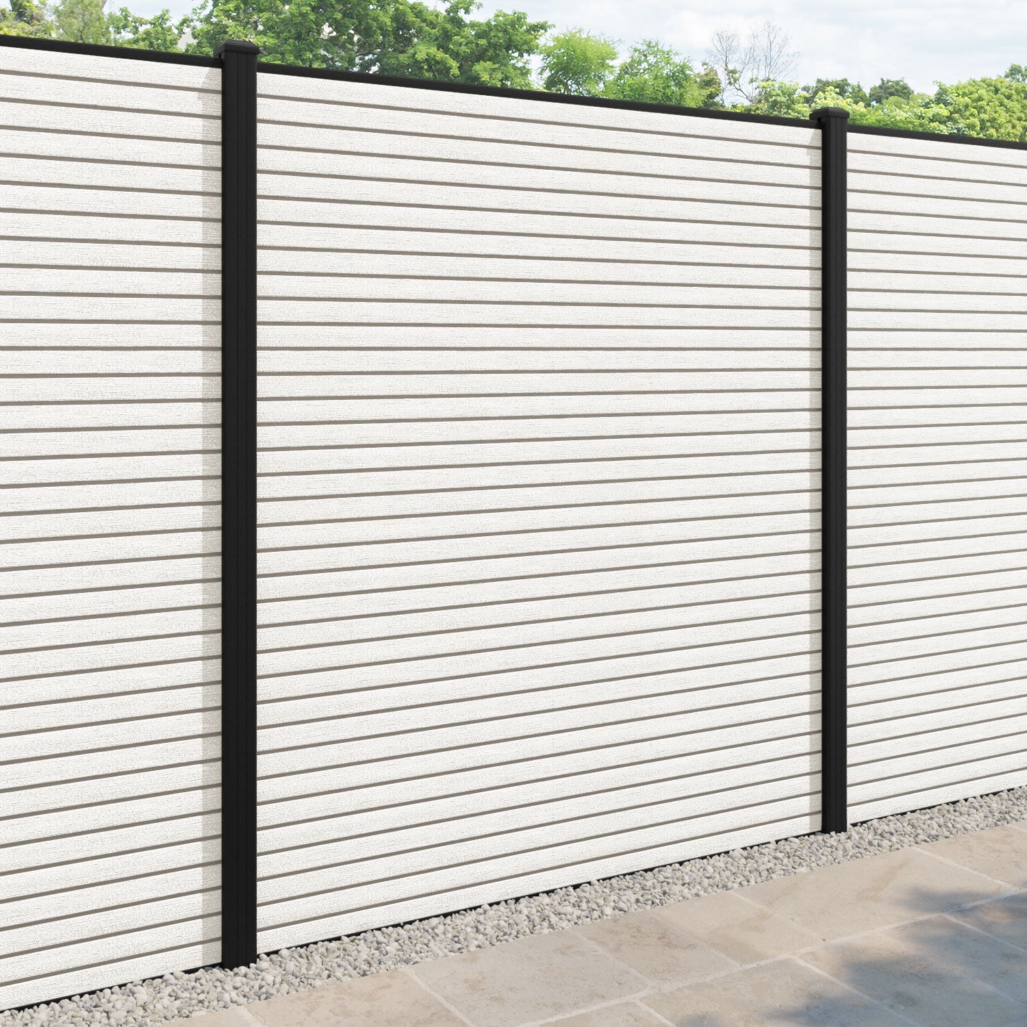 Hudson Fence Panel - Light stone - with our aluminium posts