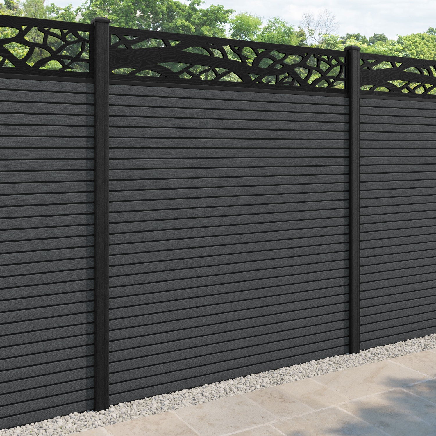 Hudson Twilight Fence Panel - Dark Grey - with our composite posts