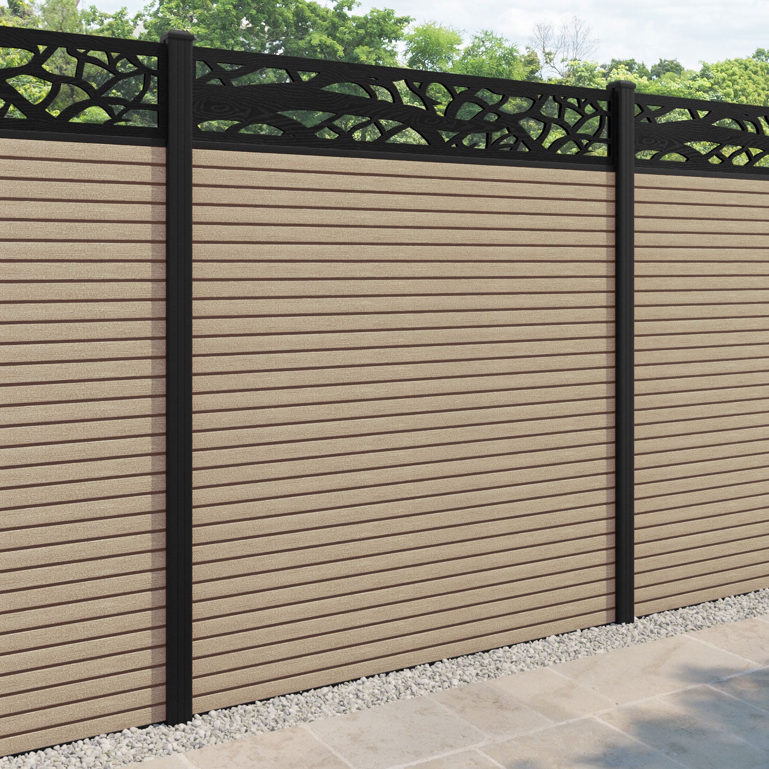Hudson Twilight Fence Panel - Light Oak - with our aluminium posts