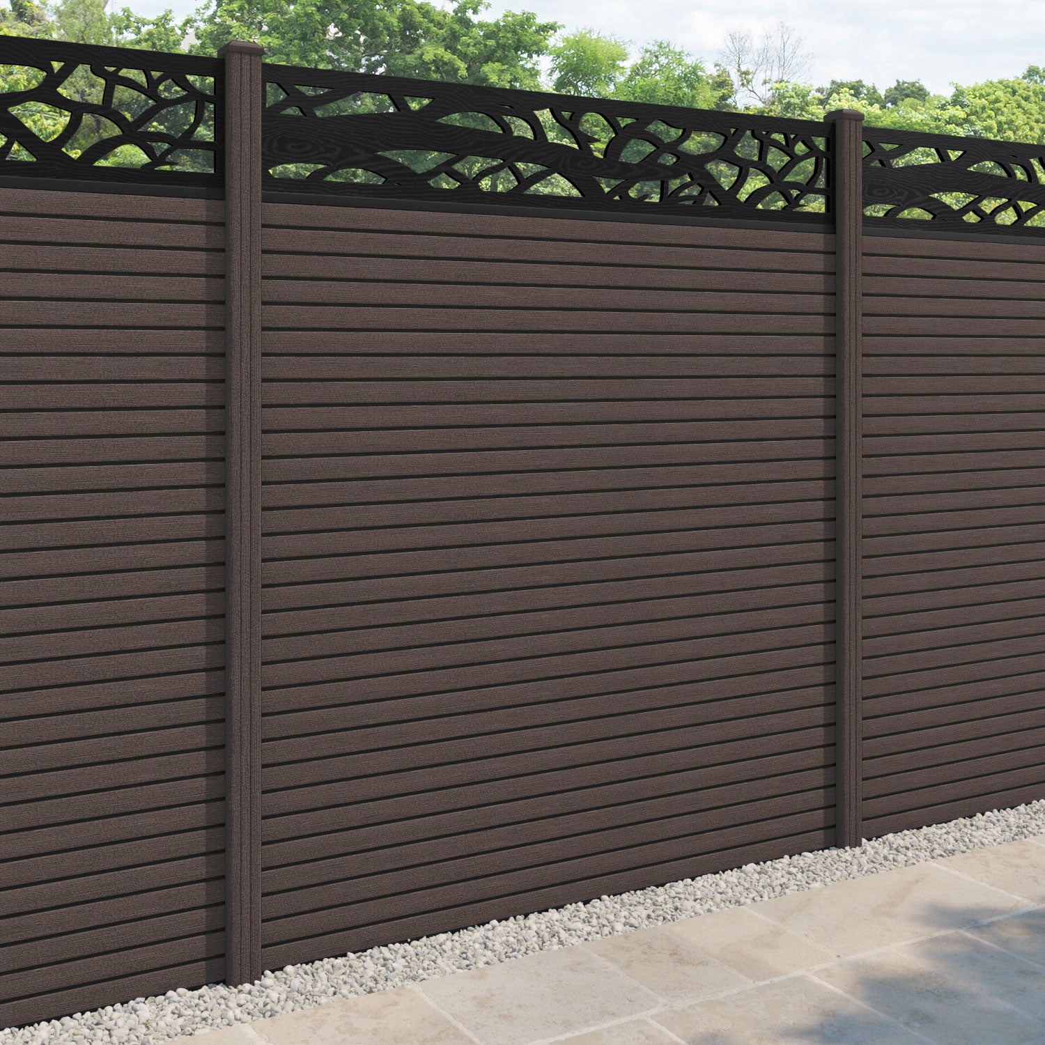Hudson Twilight Fence Panel - Mid Brown - with our composite posts