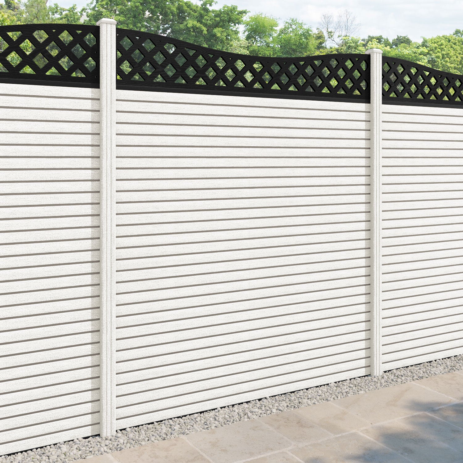 Hudson Low Wave Fence Panel - Light Stone - with our composite posts