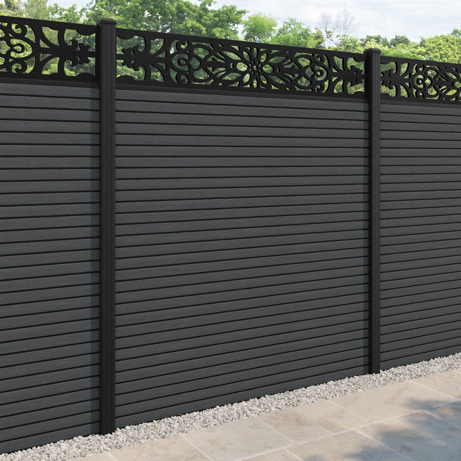 Hudson Windsor Fence Panel - Dark Grey - with our composite posts
