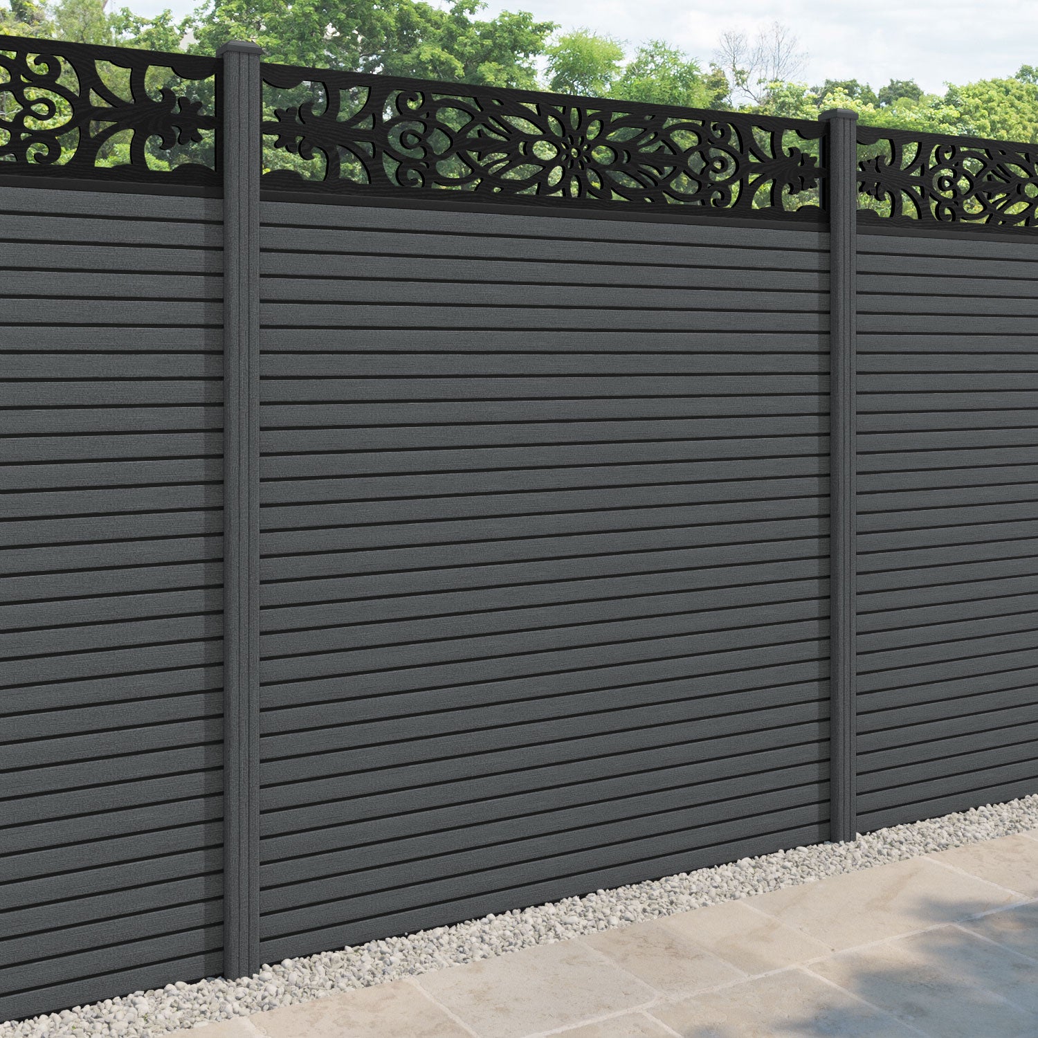 Hudson Windsor Fence Panel - Dark Grey - with our composite posts