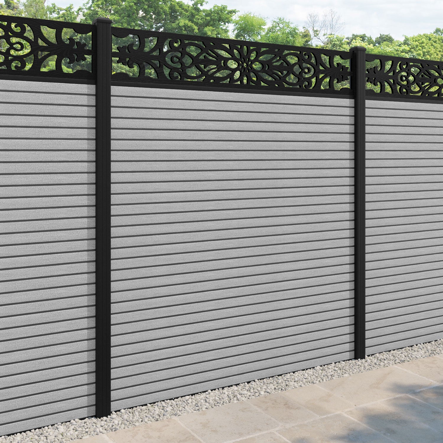 Hudson Windsor Fence Panel - Light Grey - with our aluminium posts
