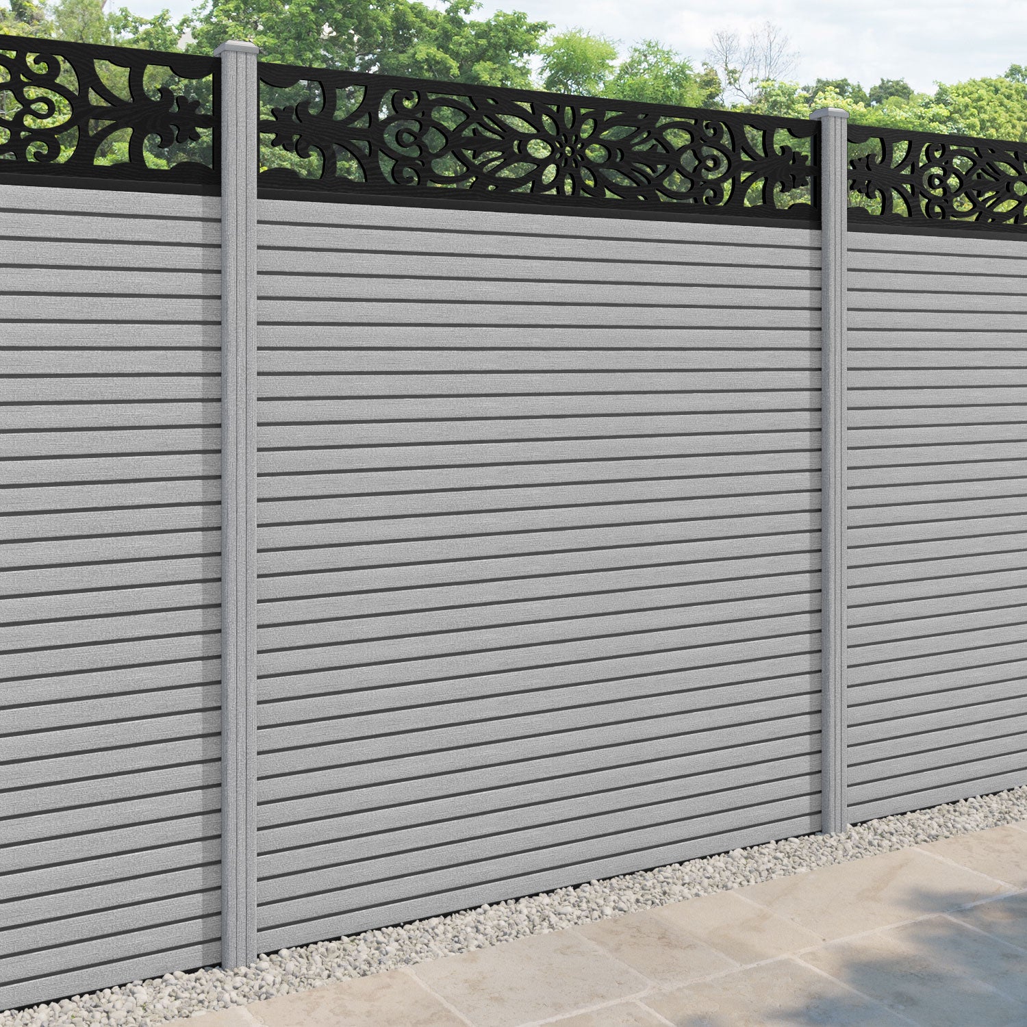 Hudson Windsor Fence Panel - Light Grey - with our composite posts