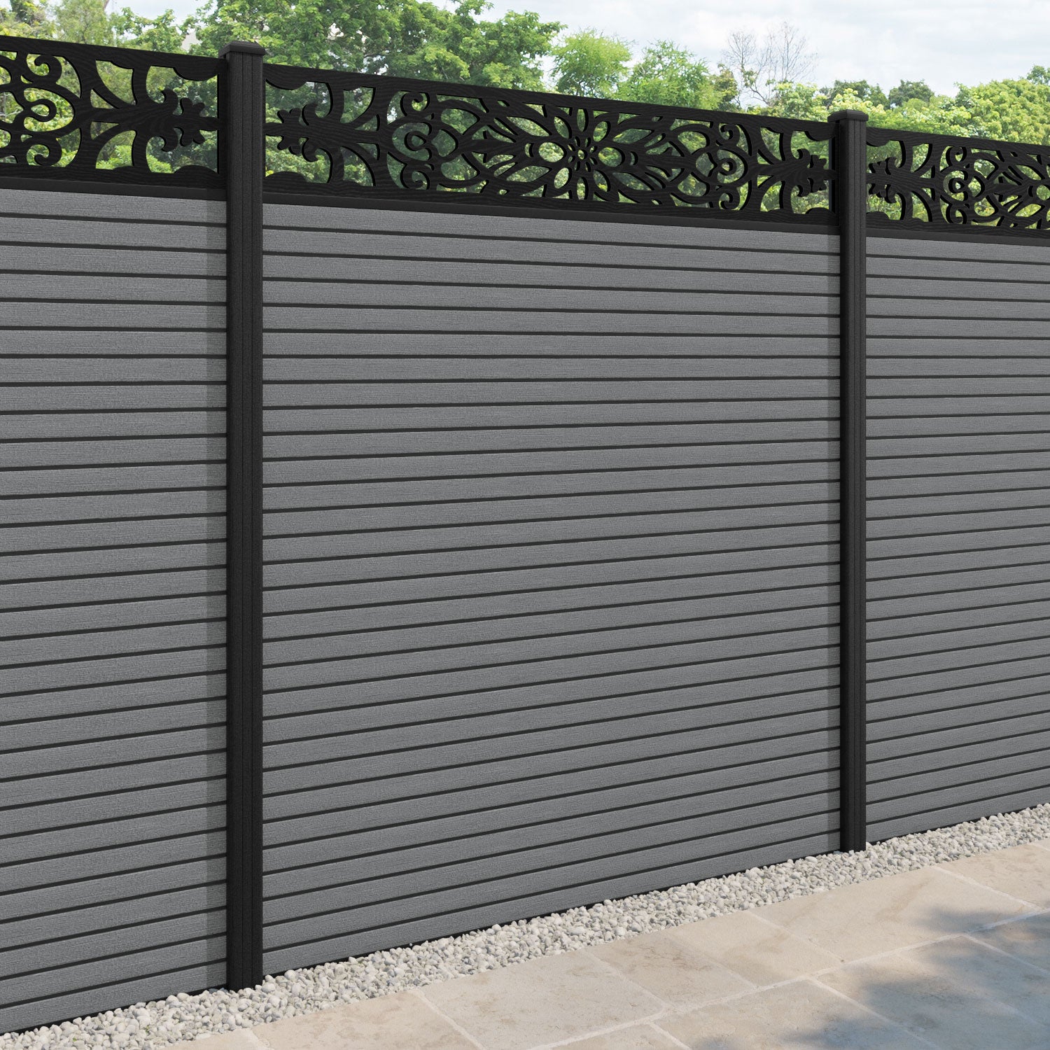 Hudson Windsor Fence Panel - Mid Grey - with our composite posts