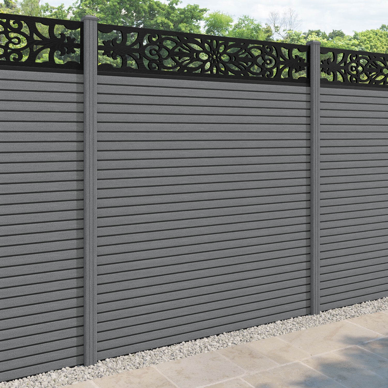 Hudson Windsor Fence Panel - Mid Grey - with our composite posts