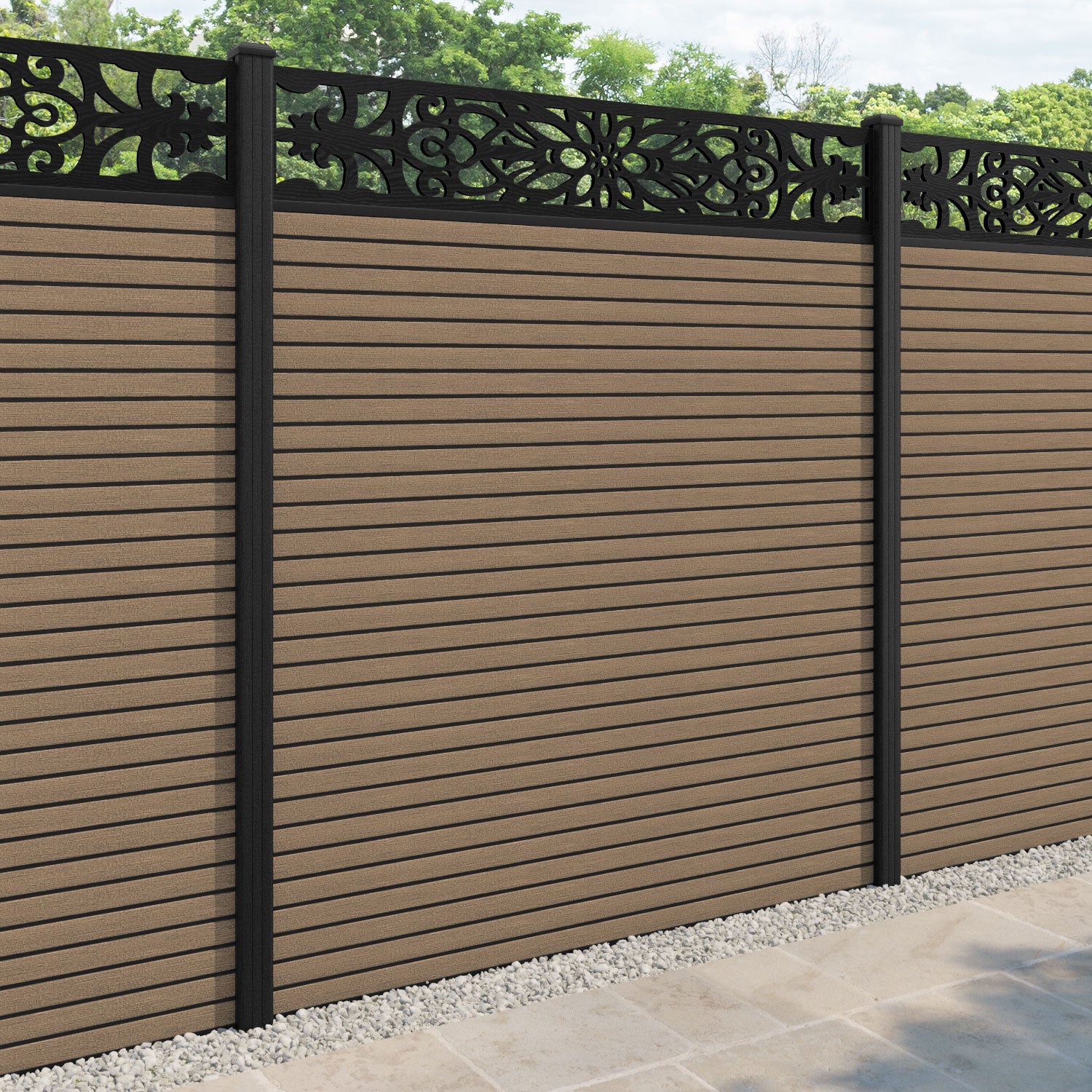 Hudson Windsor Fence Panel - Teak - with our composite posts