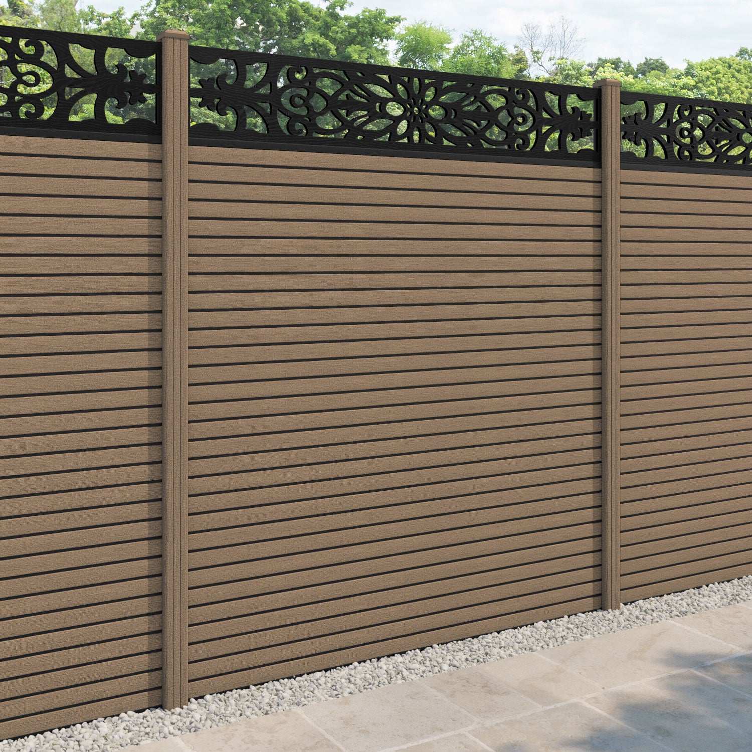 Hudson Windsor Fence Panel - Teak - with our composite posts