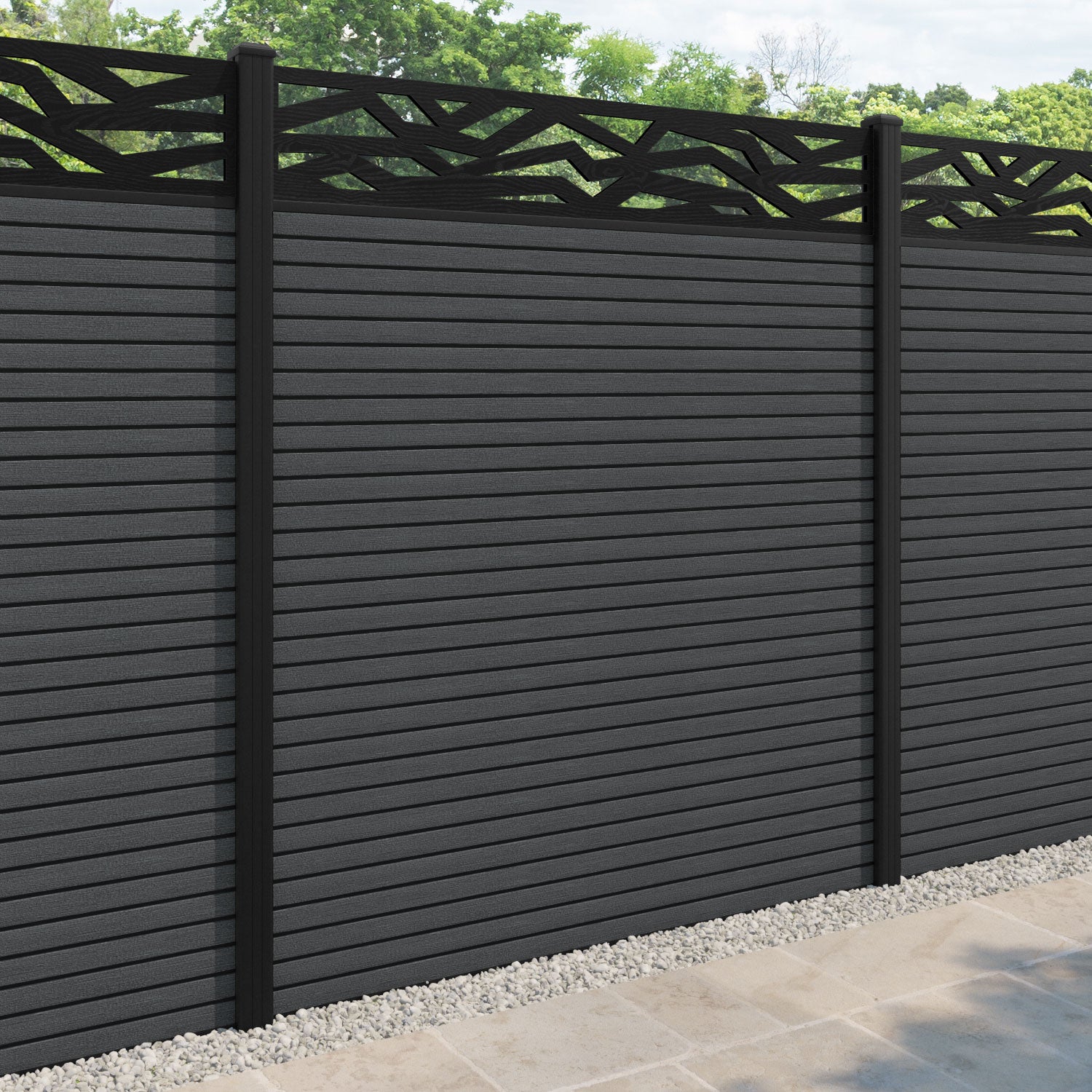 Hudson Zenith Fence Panel - Dark Grey - with our aluminium posts