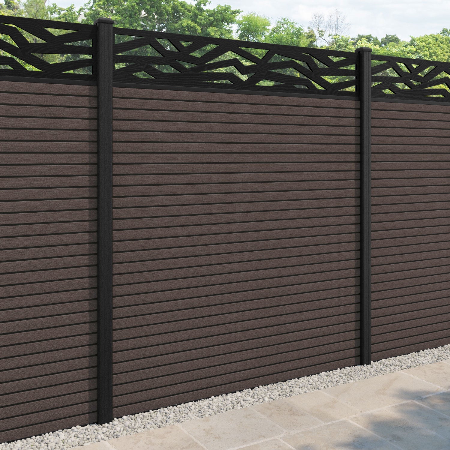 Hudson Zenith Fence Panel - Mid Brown - with our composite posts