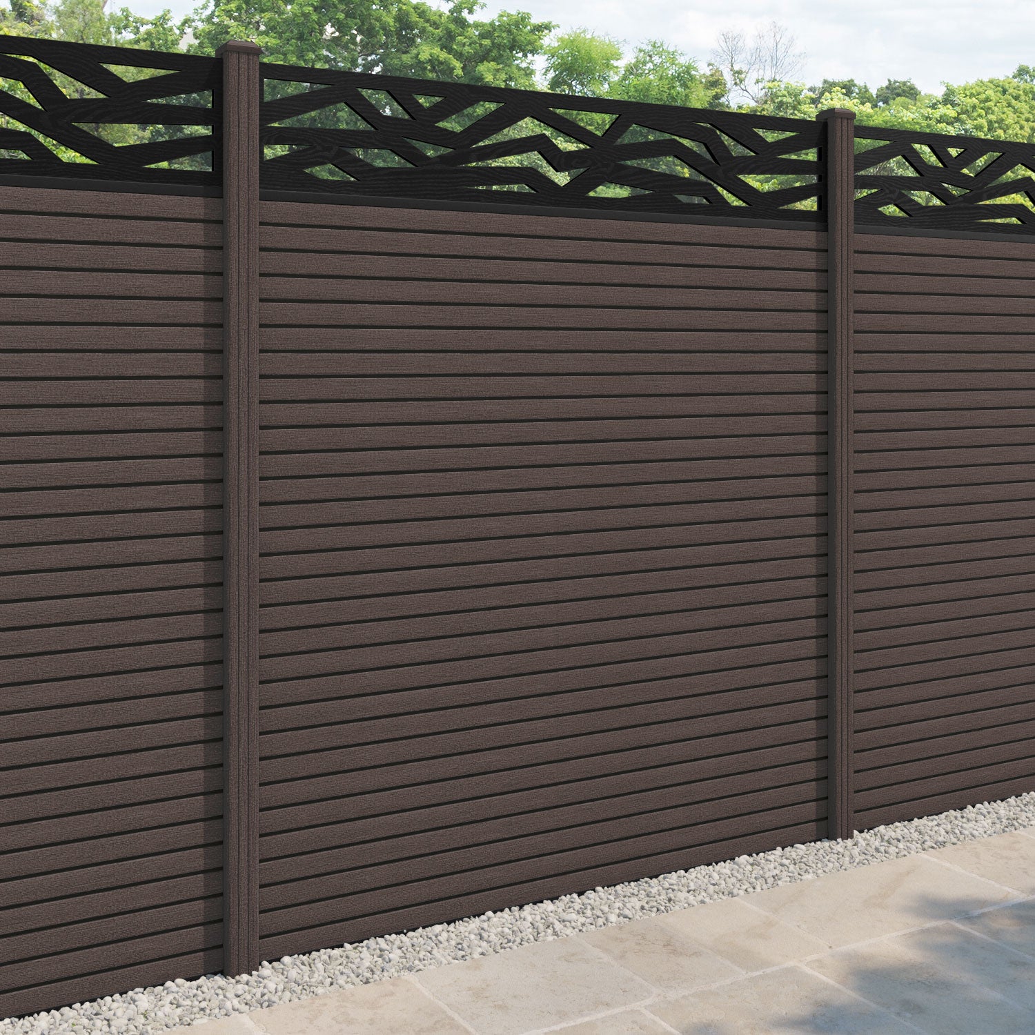 Hudson Zenith Fence Panel - Mid Brown - with our composite posts