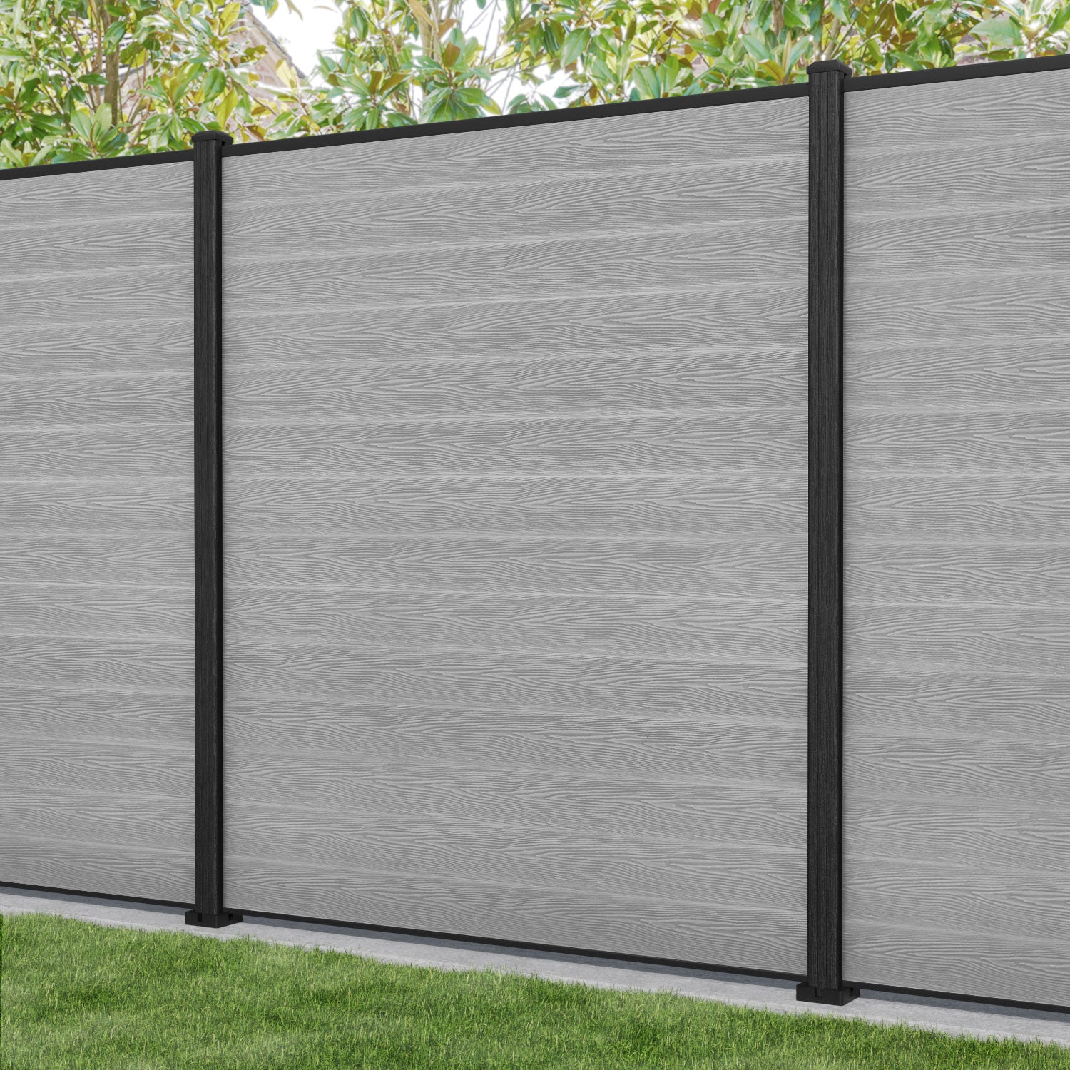 Classic Fence Panel - Light Grey - with our composite posts